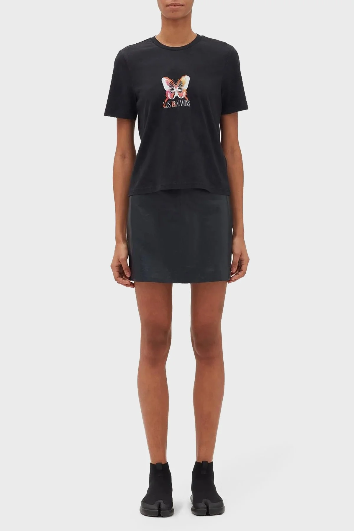 Les Benjamins Pamuklu Baskılı Regular Fit Bayan T Shirt LB23FWFRWFUTS-001 ANTRASİT - 3