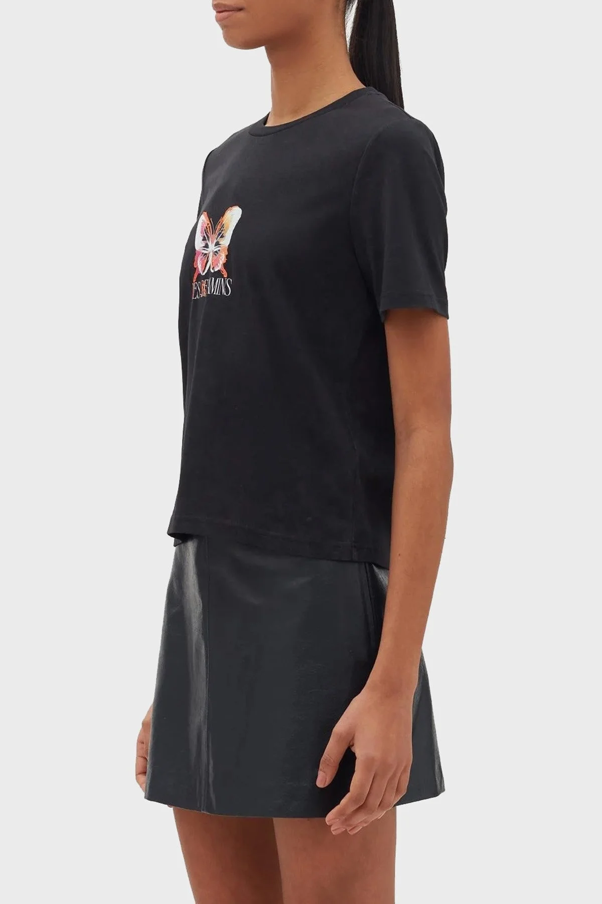 Les Benjamins Pamuklu Baskılı Regular Fit Bayan T Shirt LB23FWFRWFUTS-001 ANTRASİT - 4