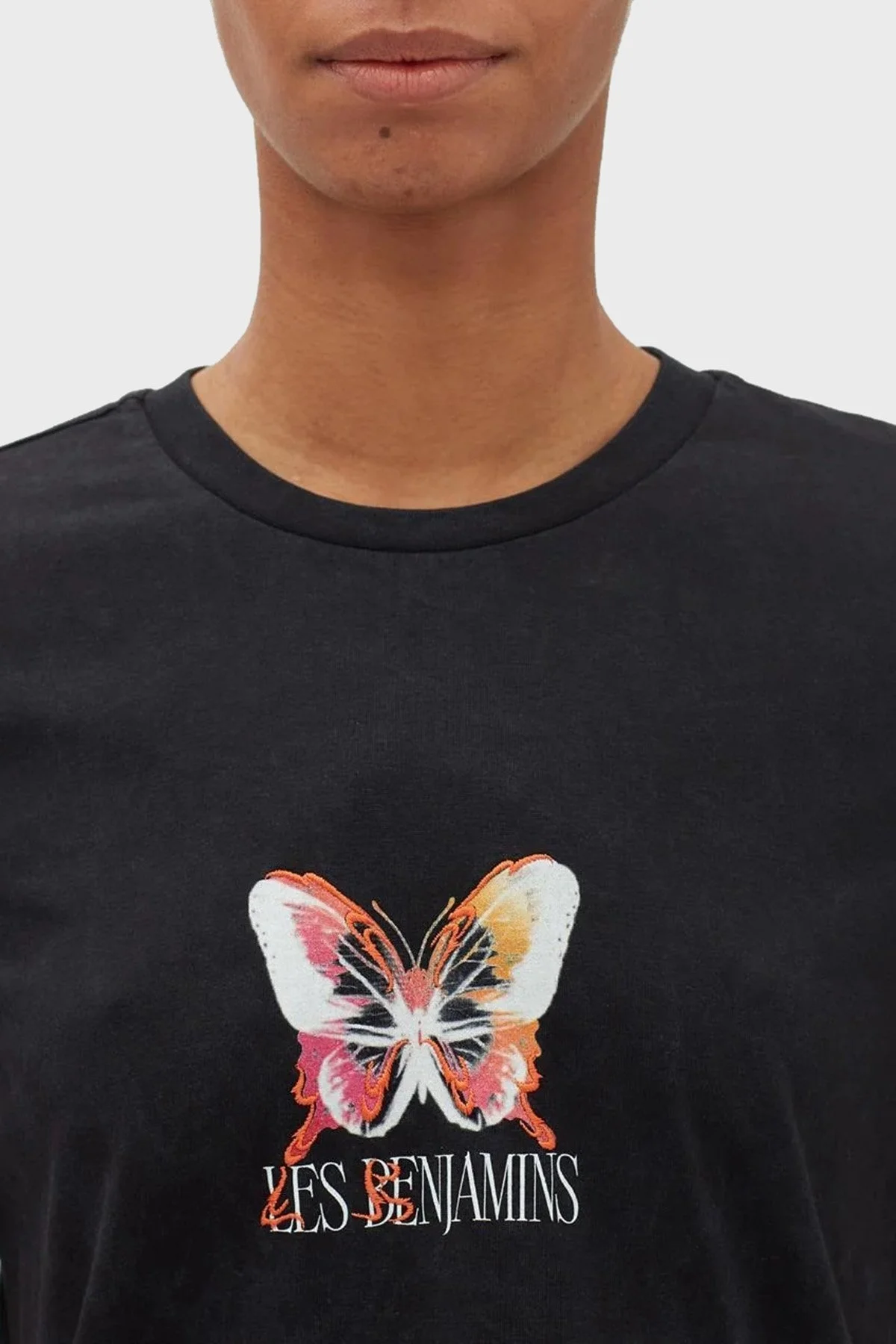 Les Benjamins Pamuklu Baskılı Regular Fit Bayan T Shirt LB23FWFRWFUTS-001 ANTRASİT - 5