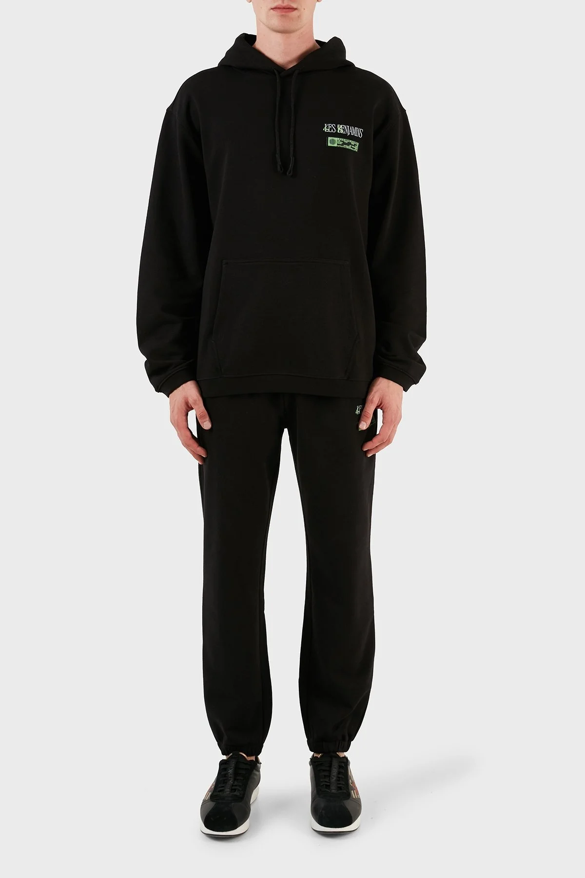 Les Benjamins Pamuklu Belden Bağlamalı Relaxed Fit Jogger Erkek Pantolon LB23FWFRWMUSP-008 SİYAH - 1