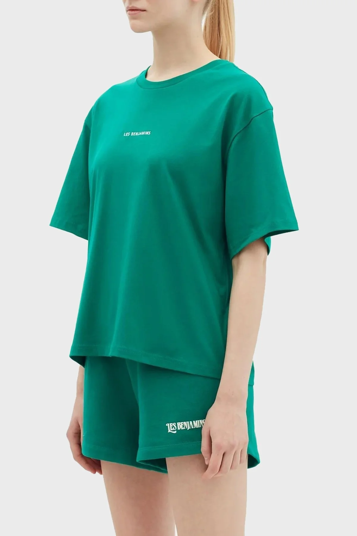 Les Benjamins Pamuklu Bisiklet Yaka Boxy Fit Bayan T Shirt LB23SSHOEFUTS-020 YEŞİL - 4