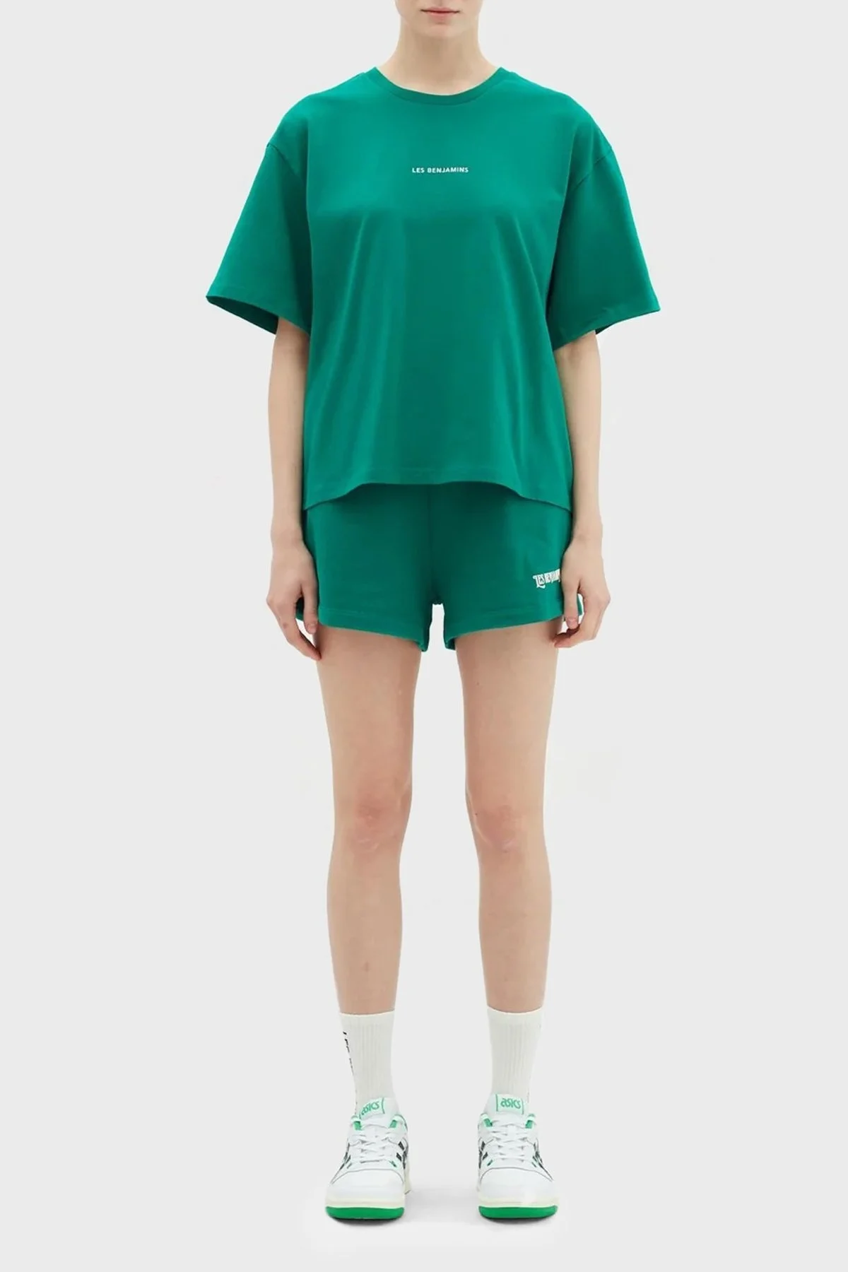 Les Benjamins Pamuklu Bisiklet Yaka Boxy Fit Bayan T Shirt LB23SSHOEFUTS-020 YEŞİL - 5