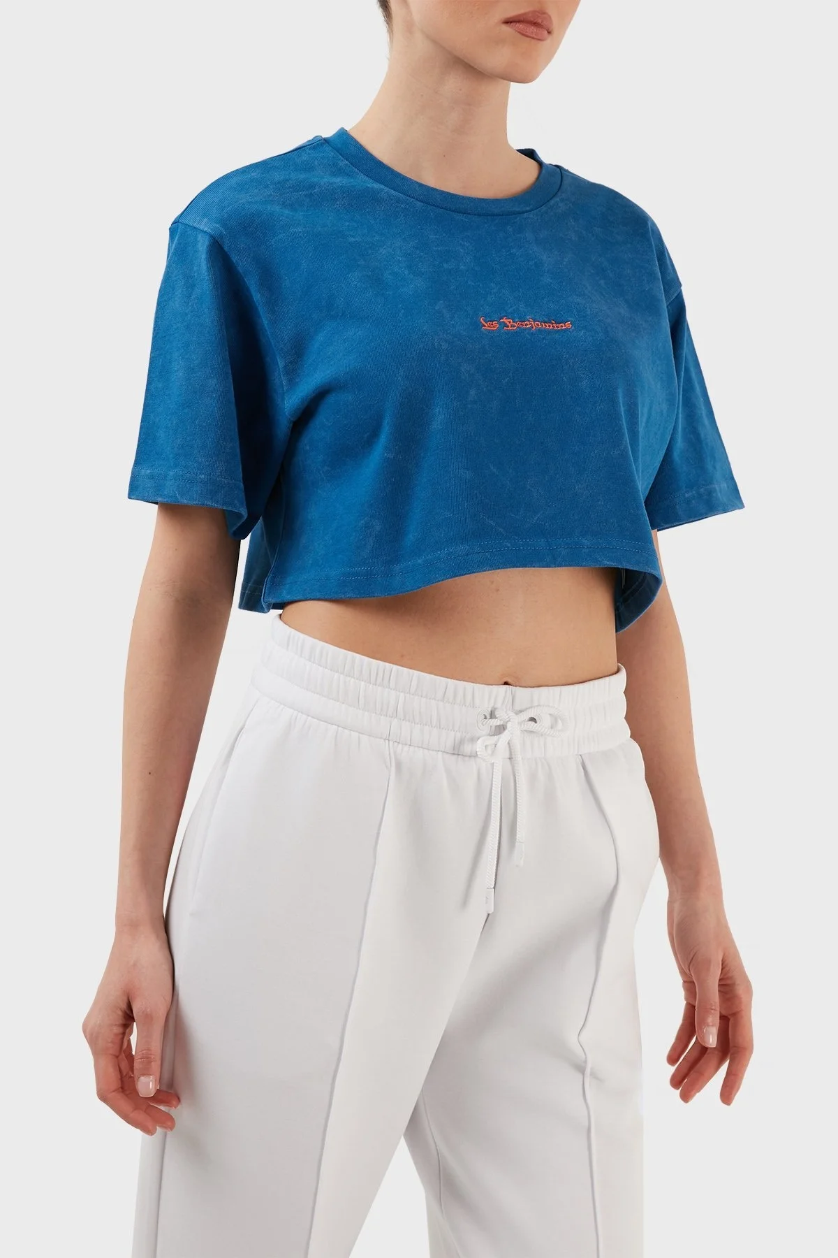 Les Benjamins Pamuklu Bisiklet Yaka Cropped Bayan T Shirt LB23SSHOEFUOT-007 SAKS - 3