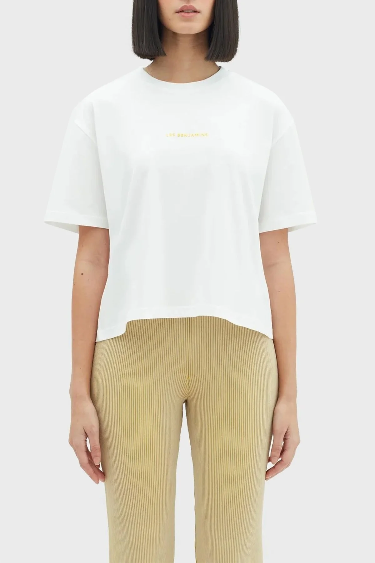 Les Benjamins Pamuklu Bisiklet Yaka Loose Fit Bayan T Shirt LB23SSHOEFUTS-004 BEYAZ - 1