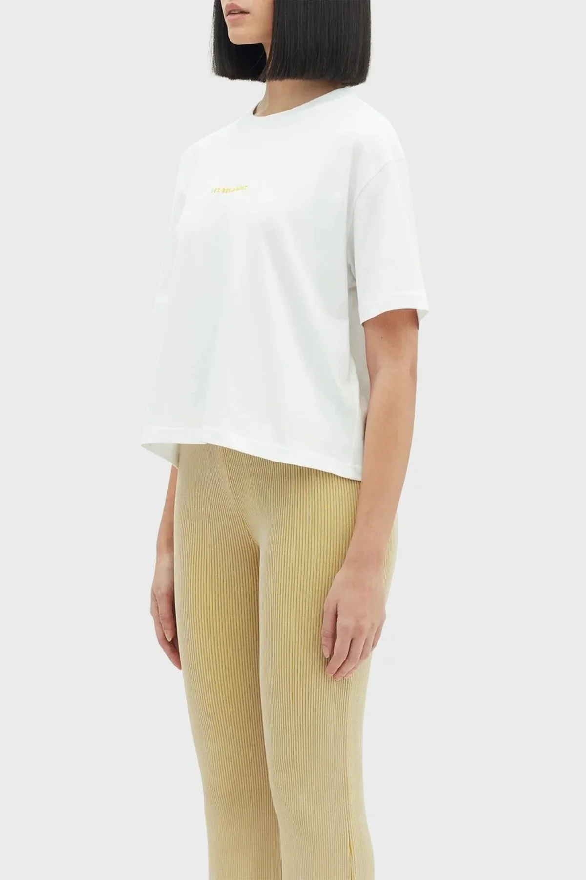 Les Benjamins Pamuklu Bisiklet Yaka Loose Fit Bayan T Shirt LB23SSHOEFUTS-004 BEYAZ - 4