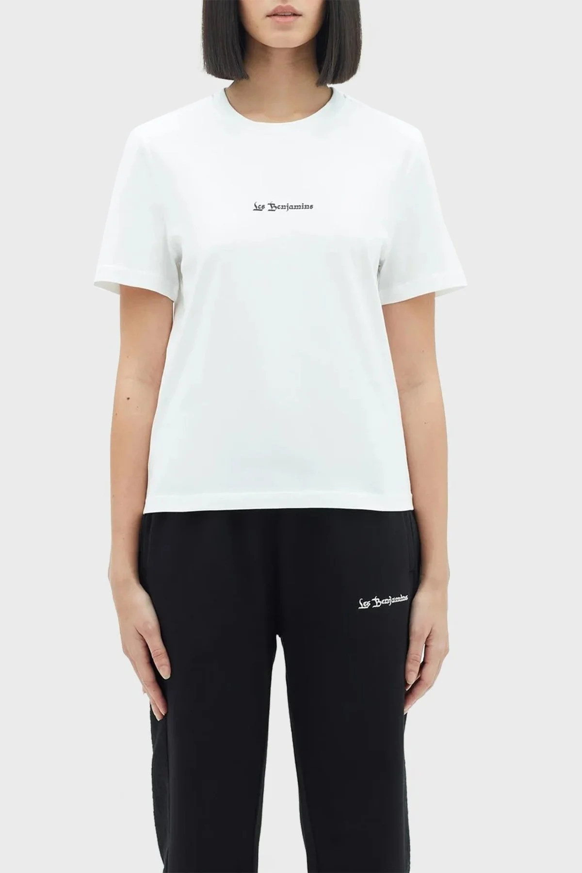 Les Benjamins Pamuklu Bisiklet Yaka Loose Fit Bayan T Shirt LB23SSHOEFUTS-017 BEYAZ - 1