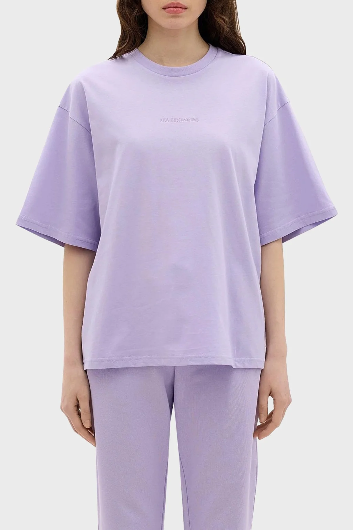 Les Benjamins Pamuklu Bisiklet Yaka Relaxed Fit Bayan T Shirt LB24SSESSFUTS-303 LİLA - 1