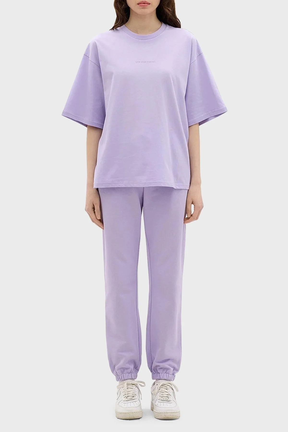 Les Benjamins Pamuklu Bisiklet Yaka Relaxed Fit Bayan T Shirt LB24SSESSFUTS-303 LİLA - 2