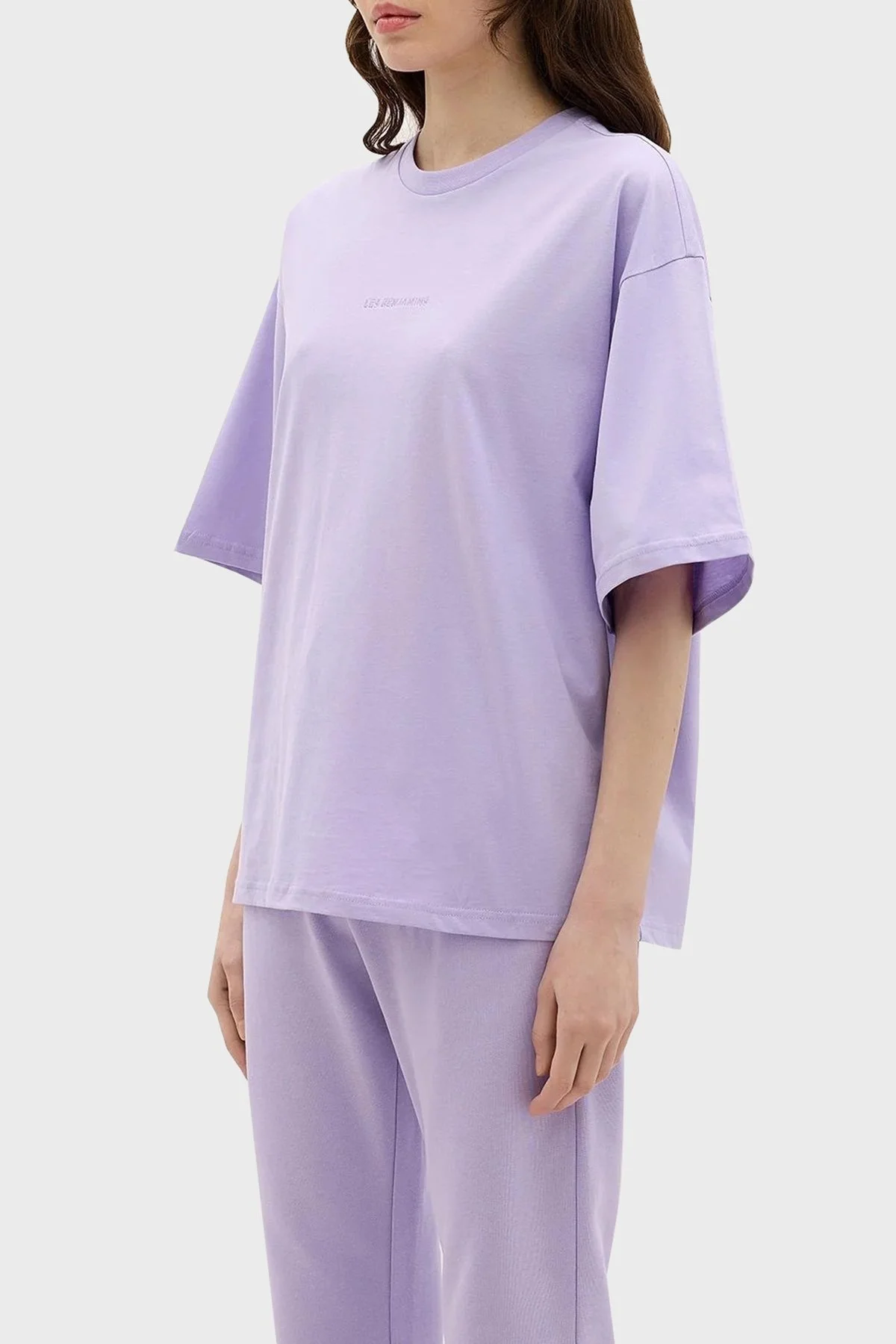 Les Benjamins Pamuklu Bisiklet Yaka Relaxed Fit Bayan T Shirt LB24SSESSFUTS-303 LİLA - 3