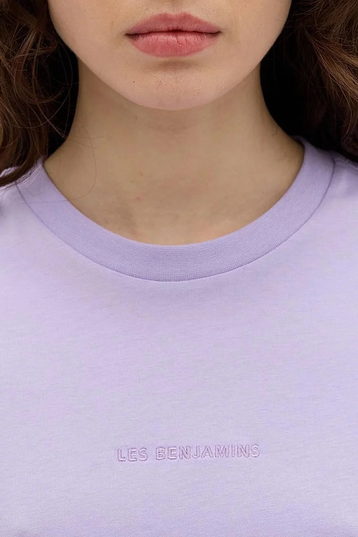 Les Benjamins Pamuklu Bisiklet Yaka Relaxed Fit Bayan T Shirt LB24SSESSFUTS-303 LİLA - 4