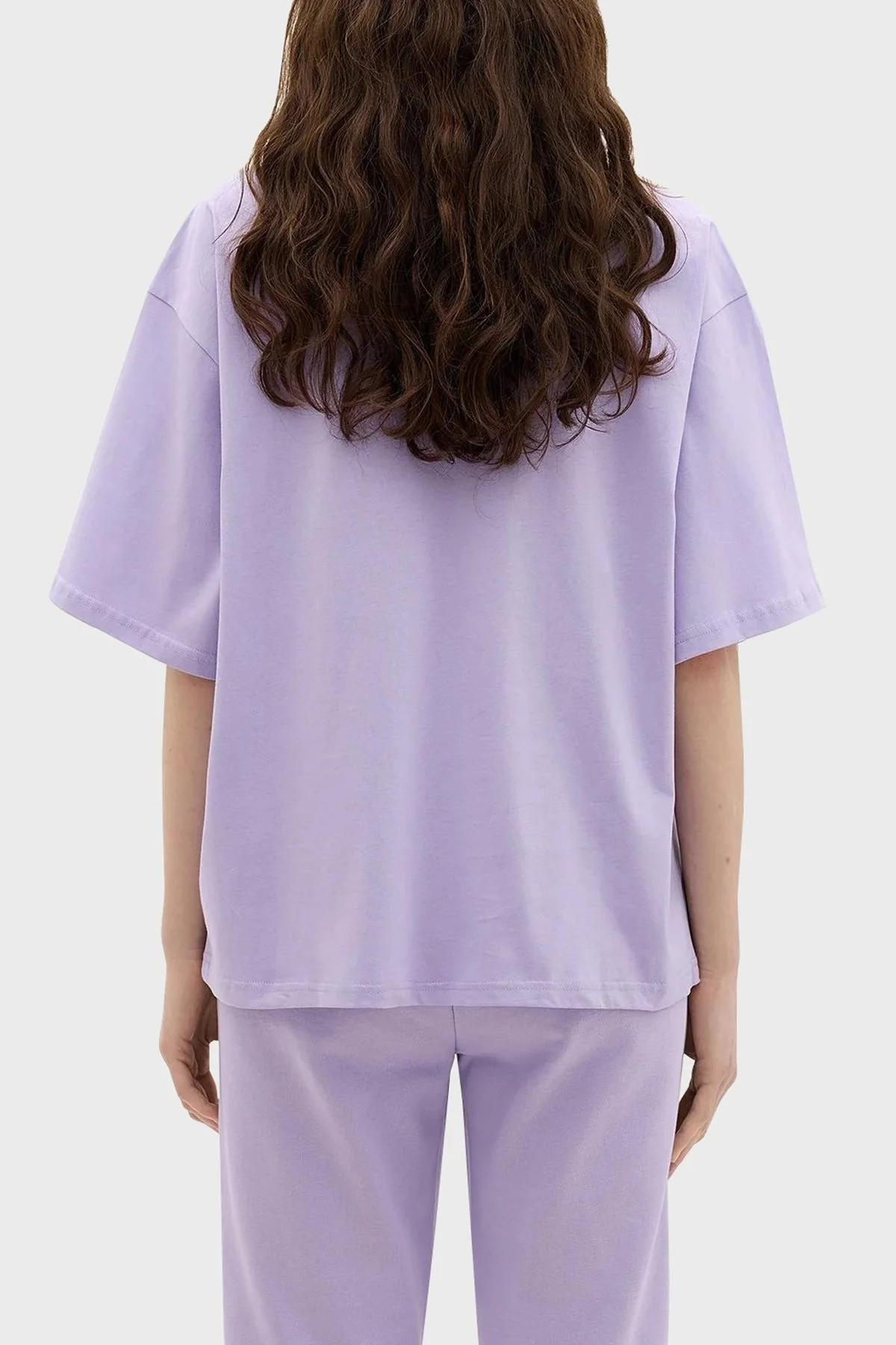 Les Benjamins Pamuklu Bisiklet Yaka Relaxed Fit Bayan T Shirt LB24SSESSFUTS-303 LİLA - 5