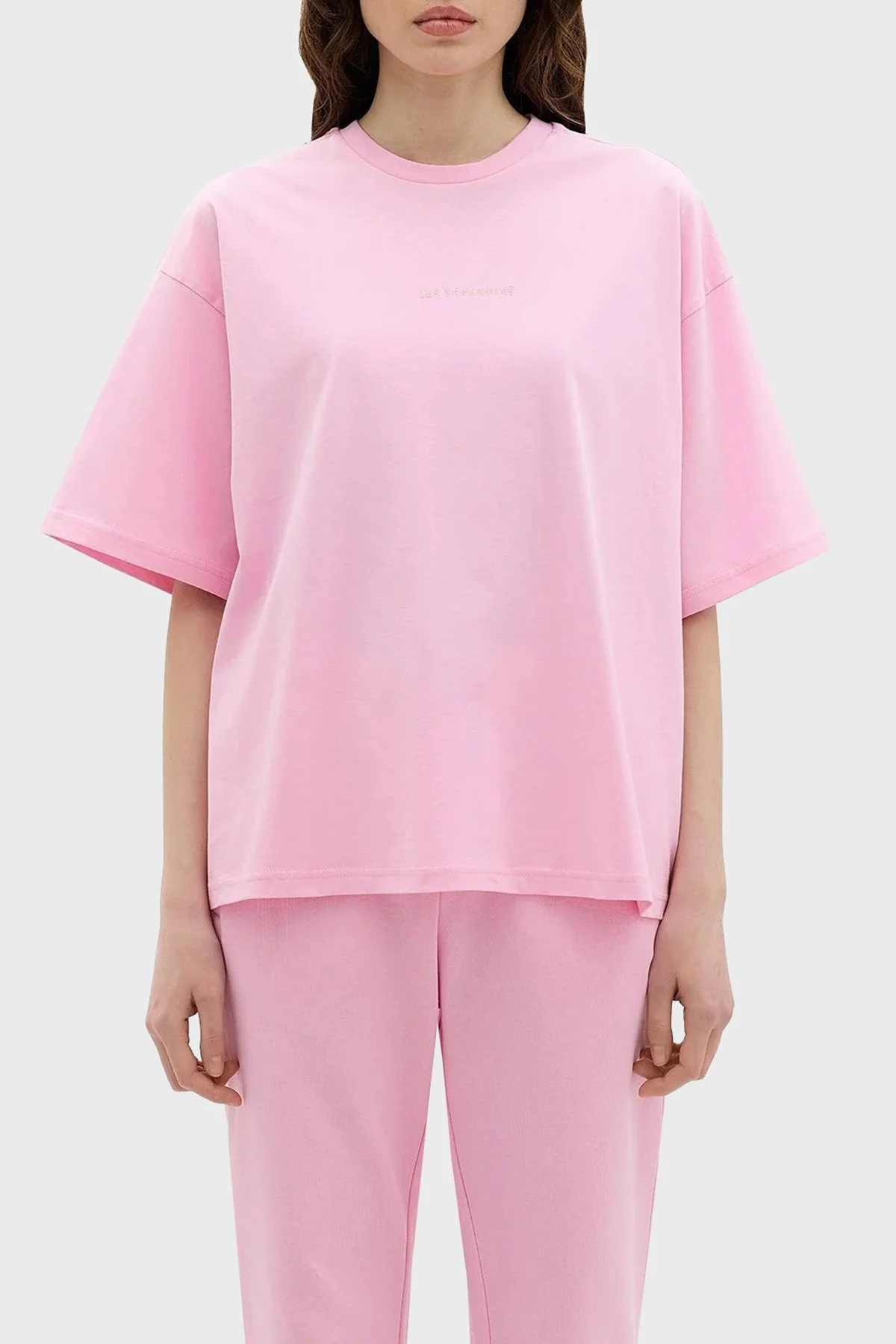 Les Benjamins Pamuklu Bisiklet Yaka Relaxed Fit Bayan T Shirt LB24SSESSFUTS-305 PEMBE - 1