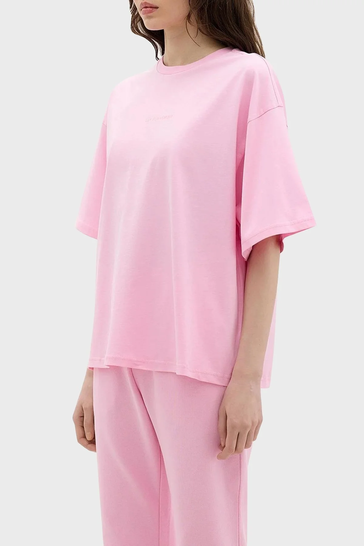 Les Benjamins Pamuklu Bisiklet Yaka Relaxed Fit Bayan T Shirt LB24SSESSFUTS-305 PEMBE - 3