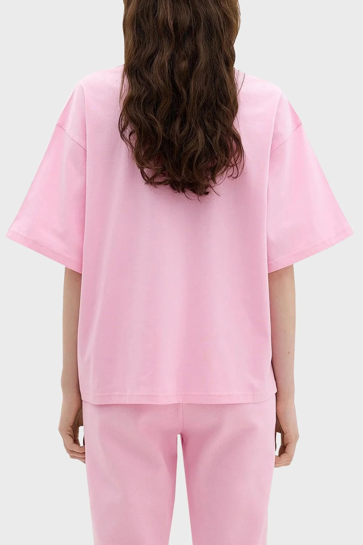 Les Benjamins Pamuklu Bisiklet Yaka Relaxed Fit Bayan T Shirt LB24SSESSFUTS-305 PEMBE - 5