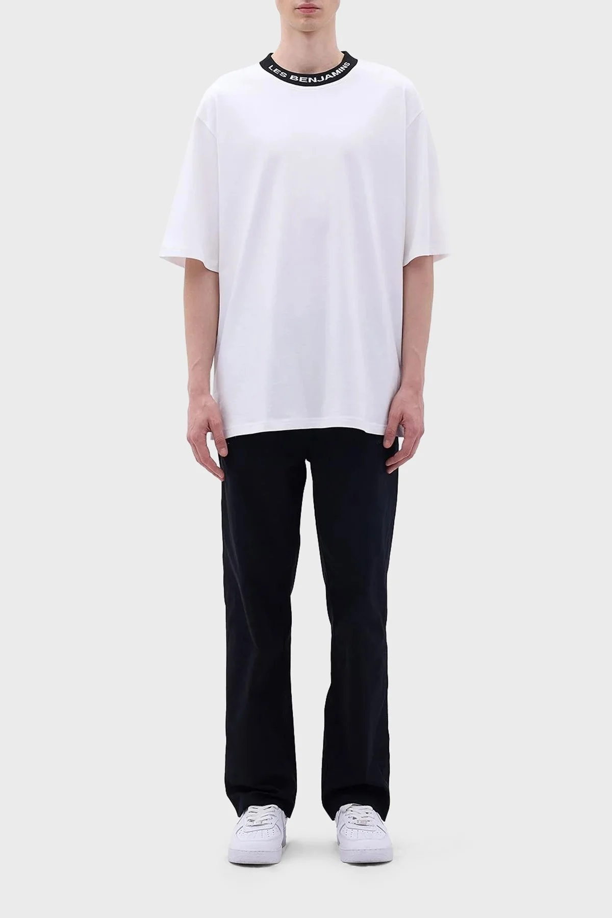 Les Benjamins Pamuklu Bisiklet Yaka Relaxed Fit Erkek T Shirt LB23FWCLAMUTS-401 BEYAZ - 2