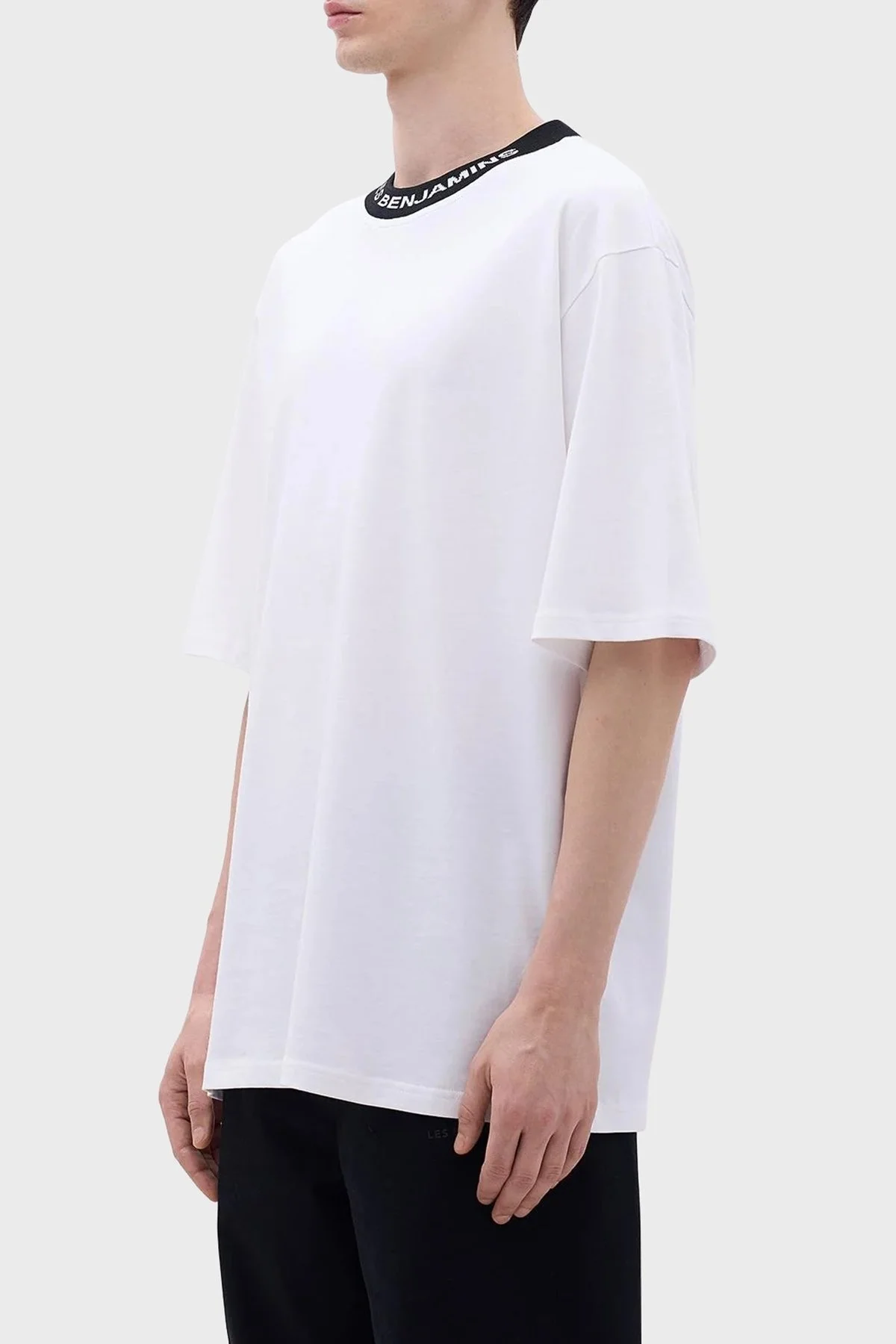 Les Benjamins Pamuklu Bisiklet Yaka Relaxed Fit Erkek T Shirt LB23FWCLAMUTS-401 BEYAZ - 4