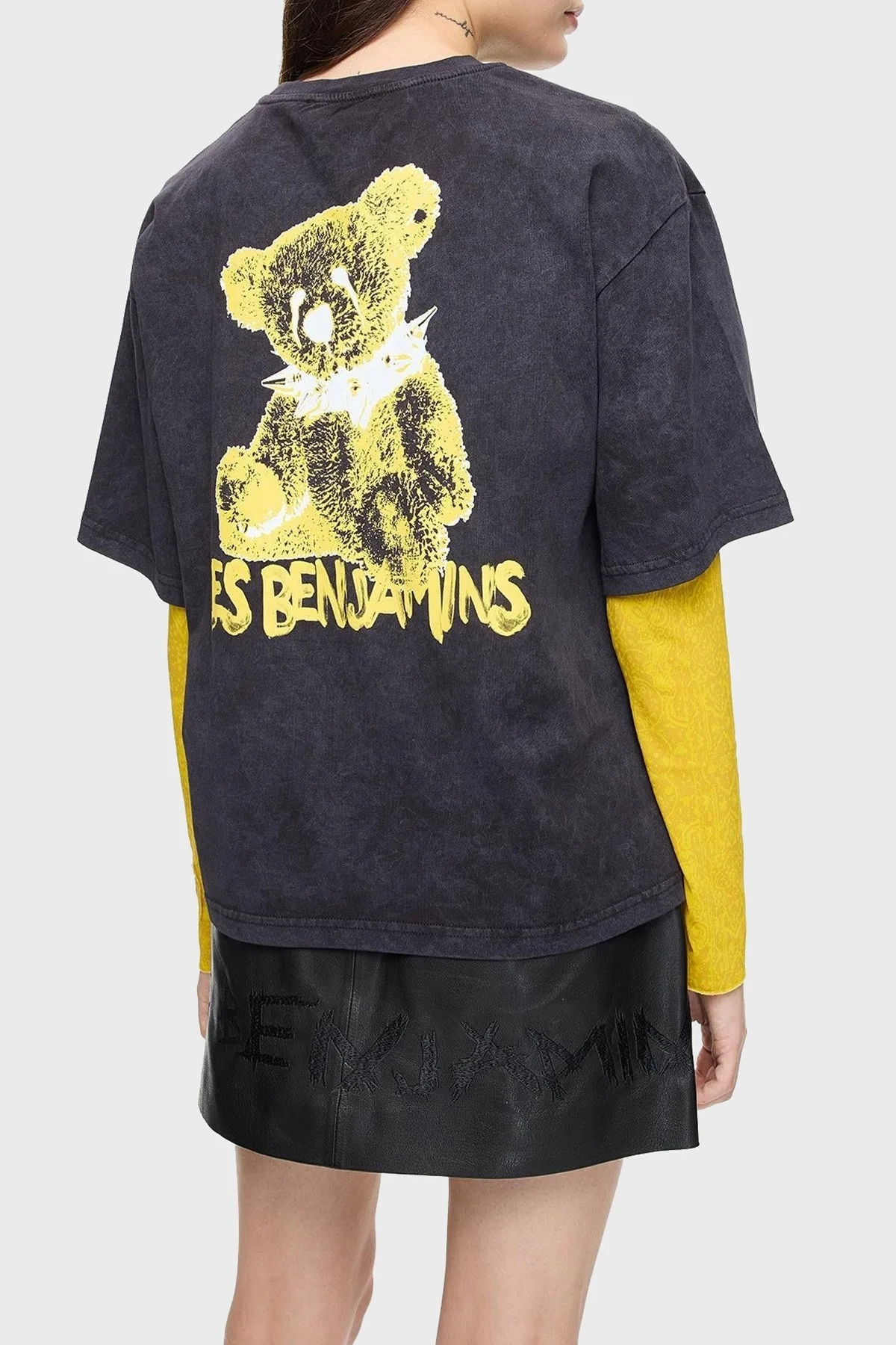 Les Benjamins Pamuklu Boxy Fit Bisiklet Yaka Bayan T Shirt LB24FWEAPFUTS-009 SİYAH - 9