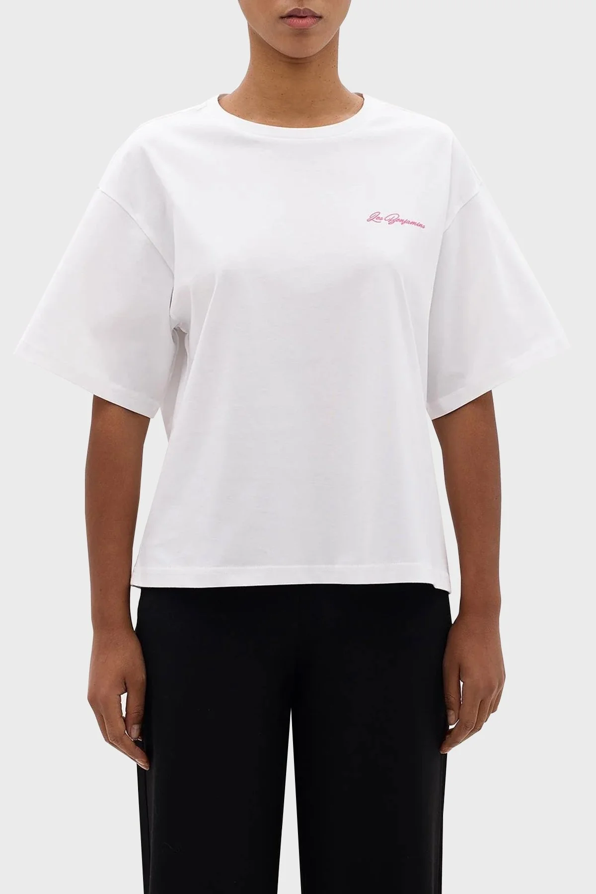 Les Benjamins Pamuklu Boxy Fit Bisiklet Yaka Bayan T Shirt LB24SSKISFUTS-013 BEYAZ - 2