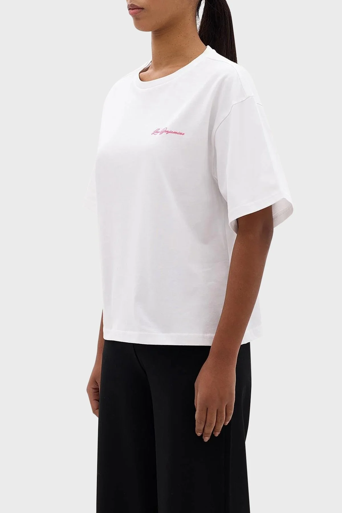 Les Benjamins Pamuklu Boxy Fit Bisiklet Yaka Bayan T Shirt LB24SSKISFUTS-013 BEYAZ - 3