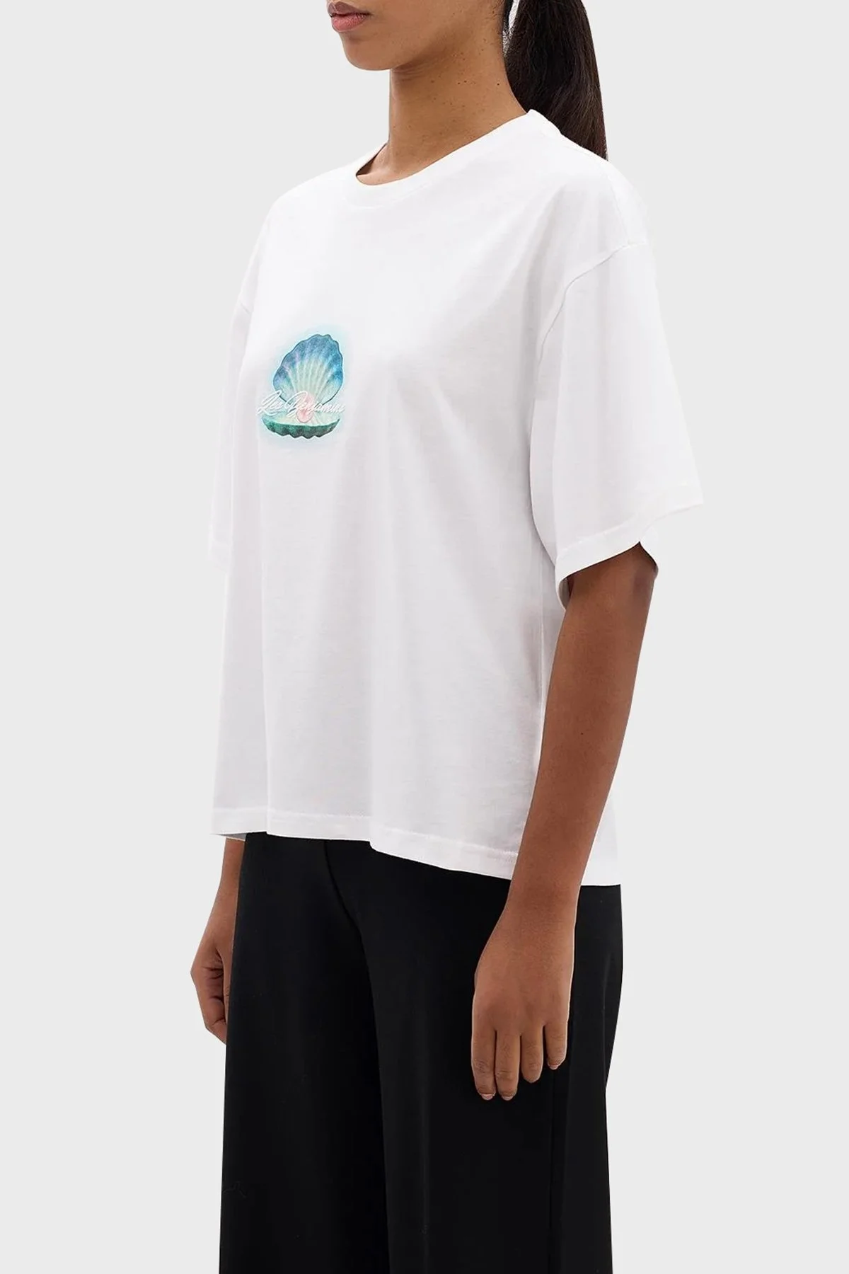 Les Benjamins Pamuklu Boxy Fit Bisiklet Yaka Bayan T Shirt LB24SSKISFUTS-014 BEYAZ - 3