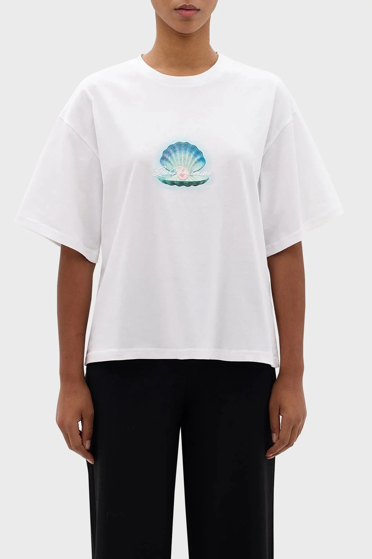 Les Benjamins Pamuklu Boxy Fit Bisiklet Yaka Bayan T Shirt LB24SSKISFUTS-014 BEYAZ - 7