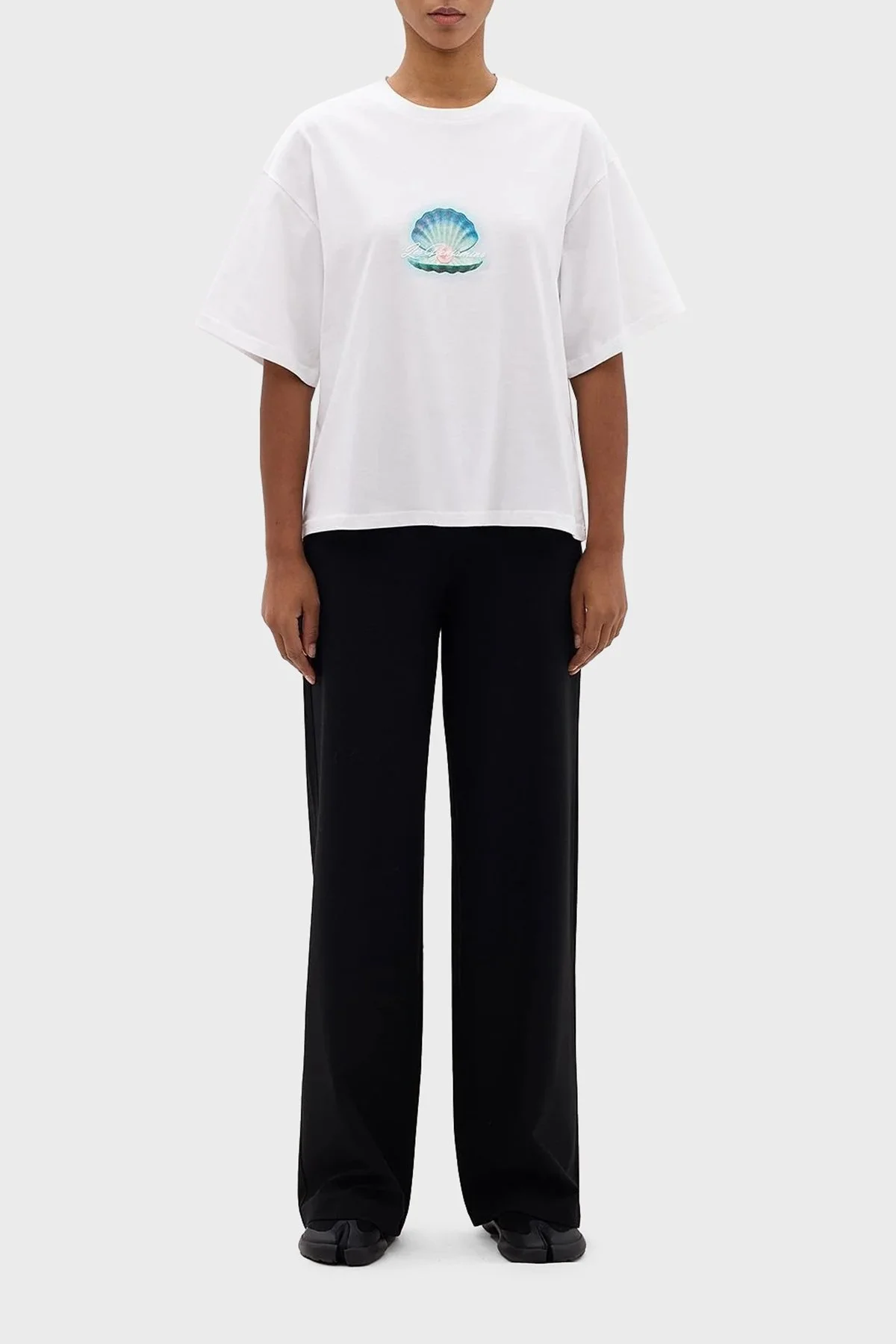 Les Benjamins Pamuklu Boxy Fit Bisiklet Yaka Bayan T Shirt LB24SSKISFUTS-014 BEYAZ - 10