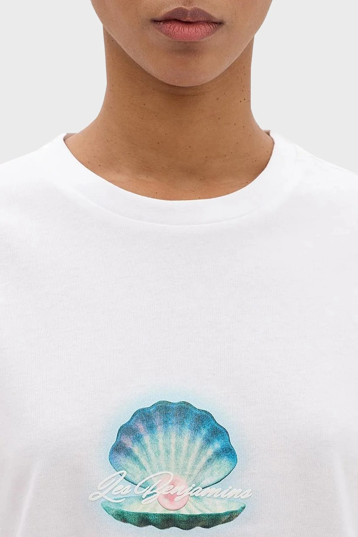 Les Benjamins Pamuklu Boxy Fit Bisiklet Yaka Bayan T Shirt LB24SSKISFUTS-014 BEYAZ - 11