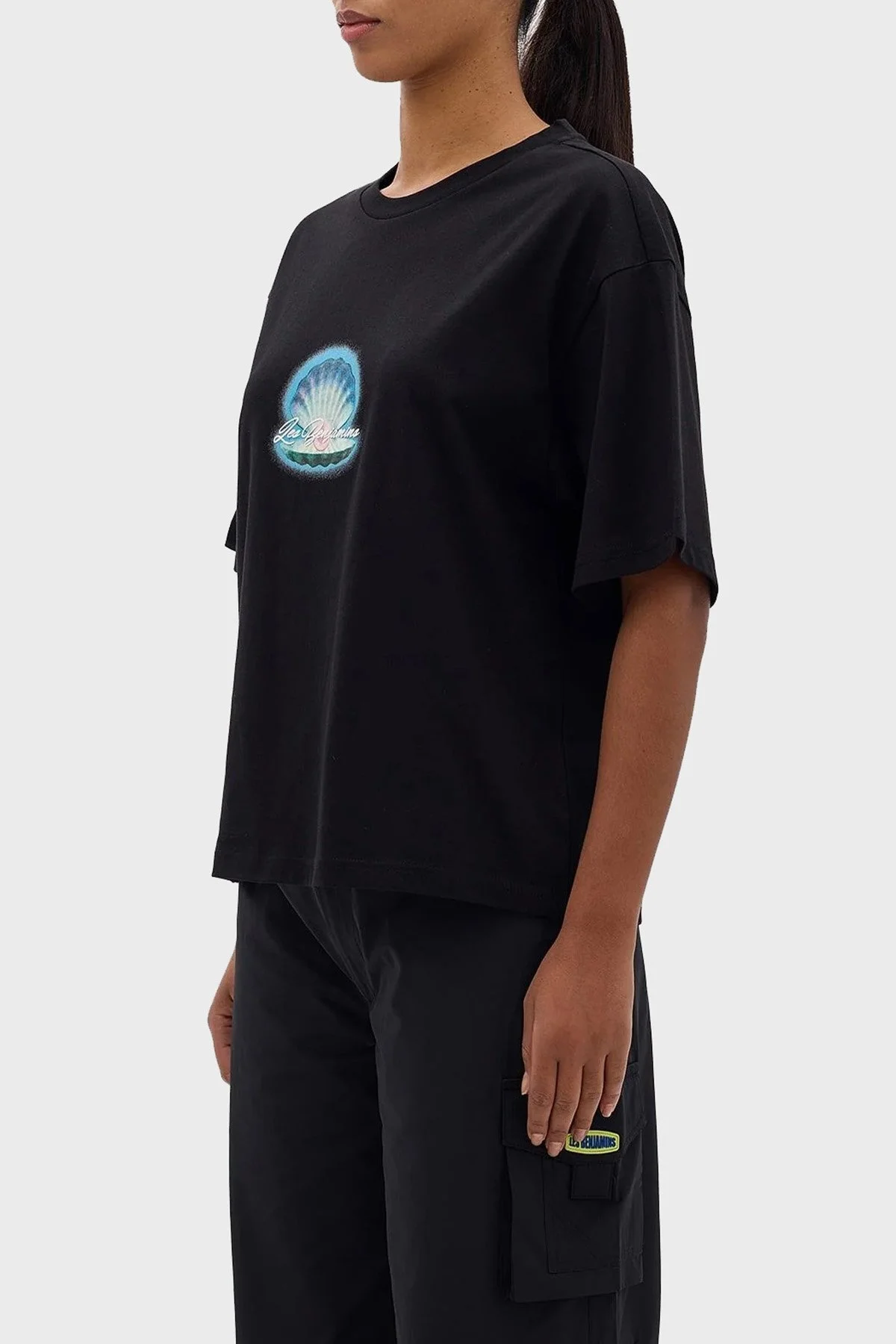 Les Benjamins Pamuklu Boxy Fit Bisiklet Yaka Bayan T Shirt LB24SSKISFUTS-015 SİYAH - 2