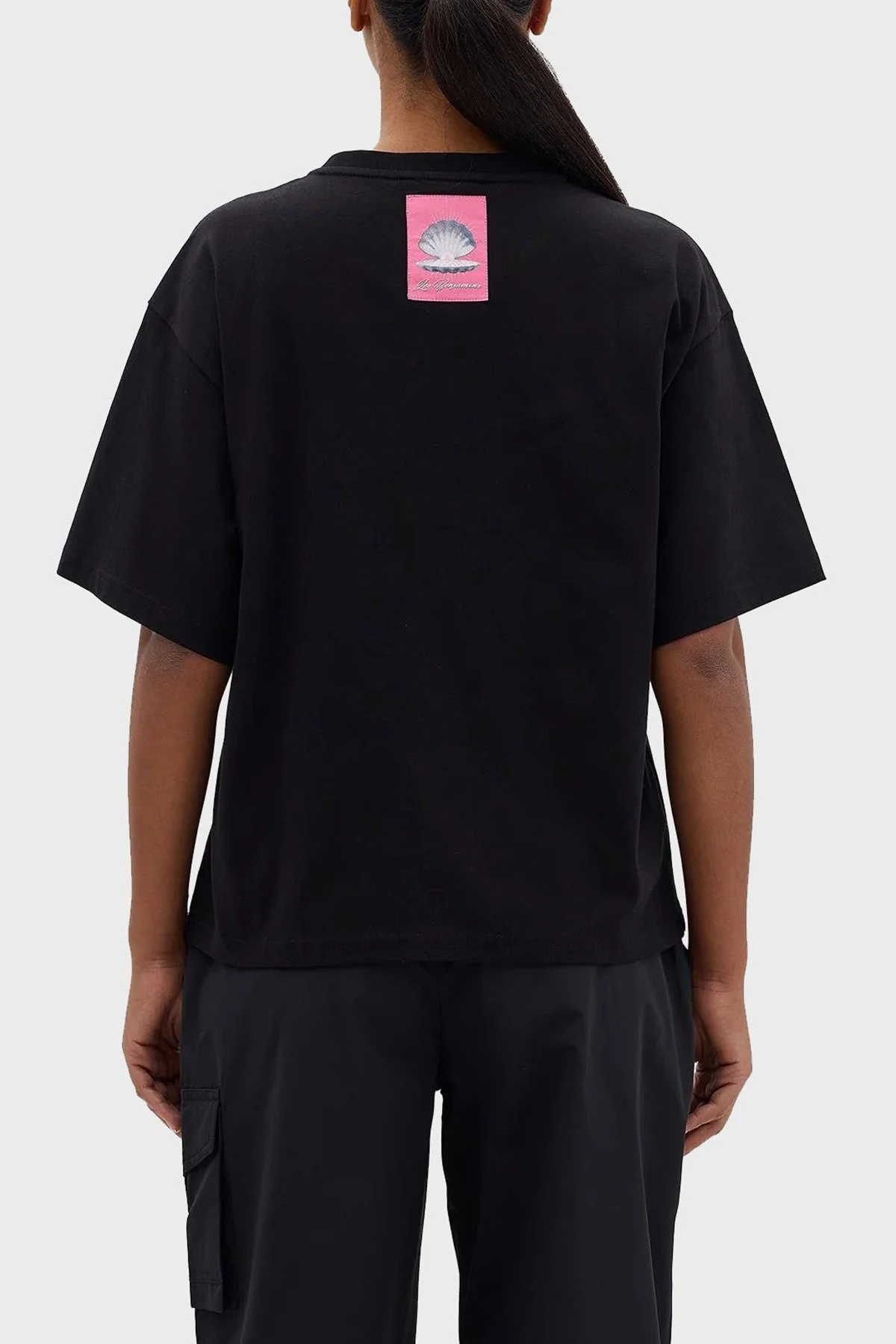 Les Benjamins Pamuklu Boxy Fit Bisiklet Yaka Bayan T Shirt LB24SSKISFUTS-015 SİYAH - 3