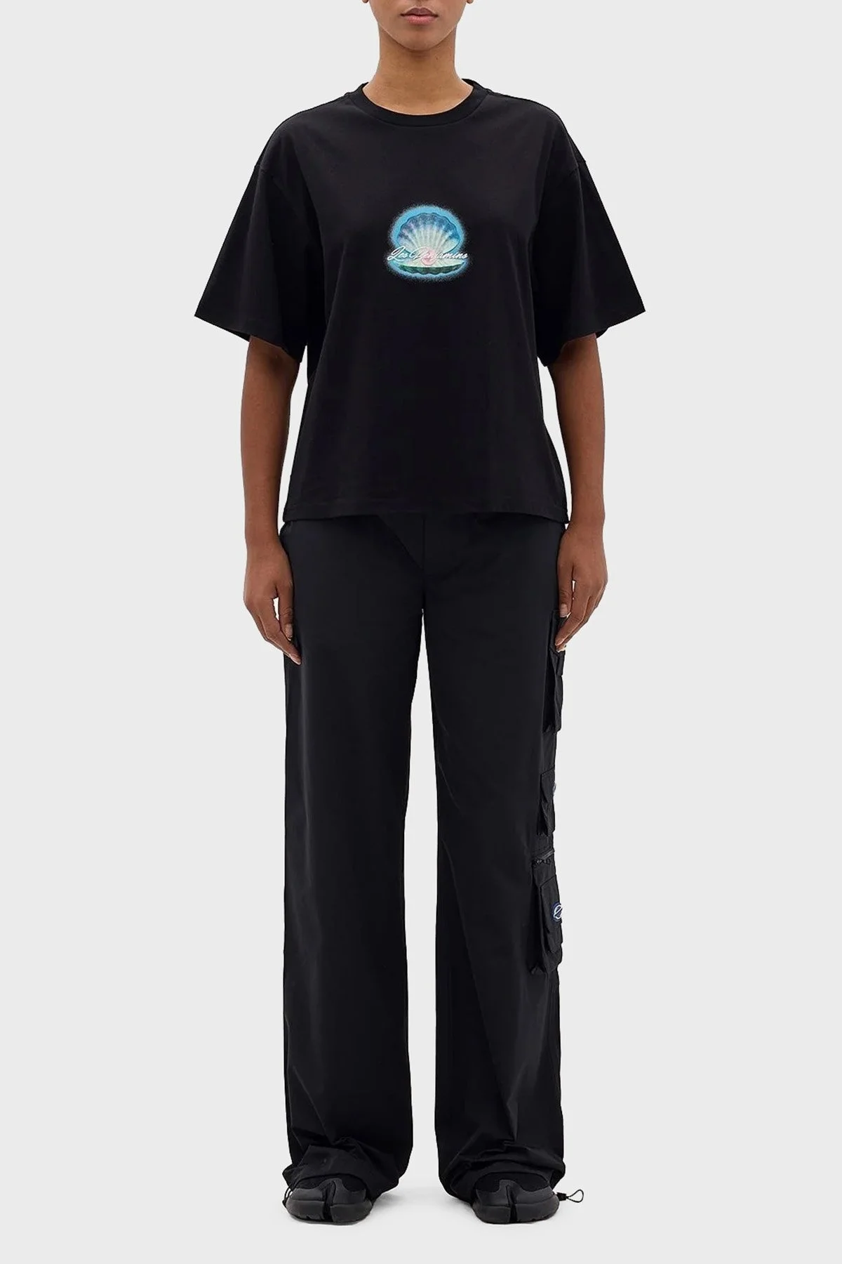 Les Benjamins Pamuklu Boxy Fit Bisiklet Yaka Bayan T Shirt LB24SSKISFUTS-015 SİYAH - 4