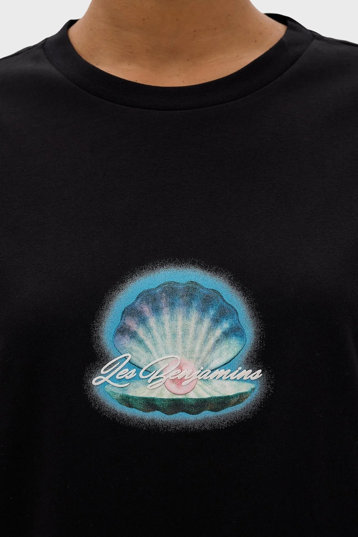 Les Benjamins Pamuklu Boxy Fit Bisiklet Yaka Bayan T Shirt LB24SSKISFUTS-015 SİYAH - 6