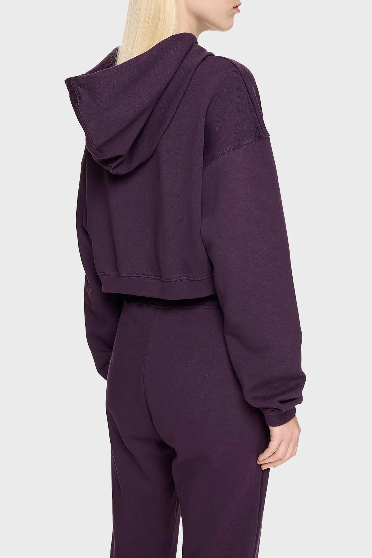 Les Benjamins Pamuklu Crop Fit Kapüşonlu Bayan Sweat LB24FWESSFUHD-303 MOR - 3