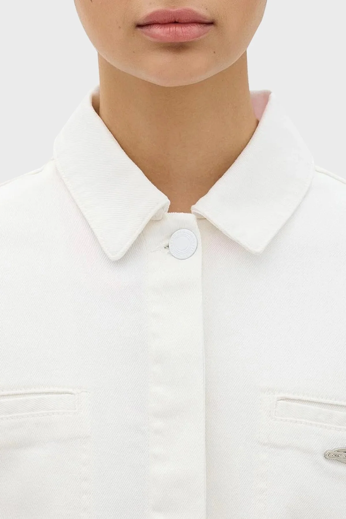 Les Benjamins Pamuklu Cropped Fit Bayan Kot Ceket LB24SSKISFUJC-004 BEYAZ - 13