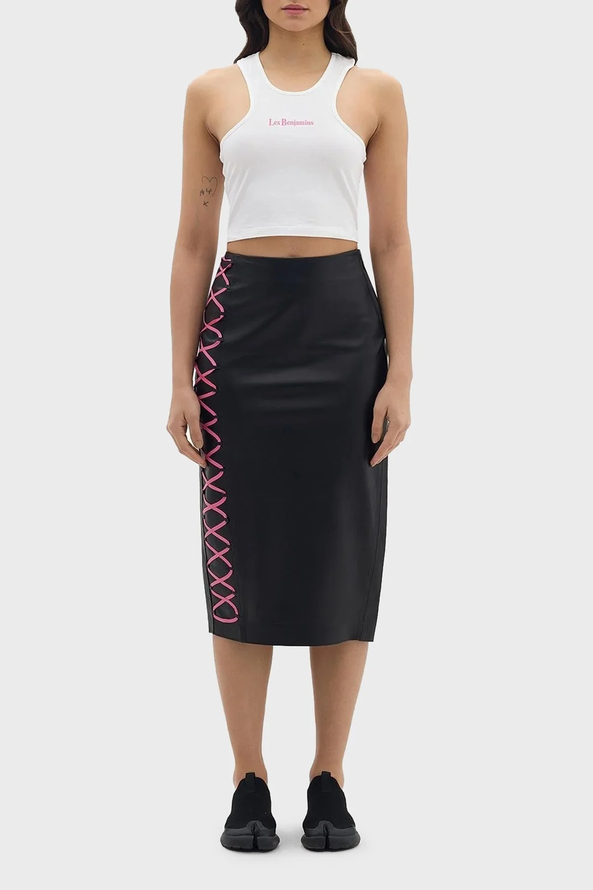 Les Benjamins Pamuklu Cropped Fit Bayan Top LB24SSKISFUTN-006 BEYAZ - 10