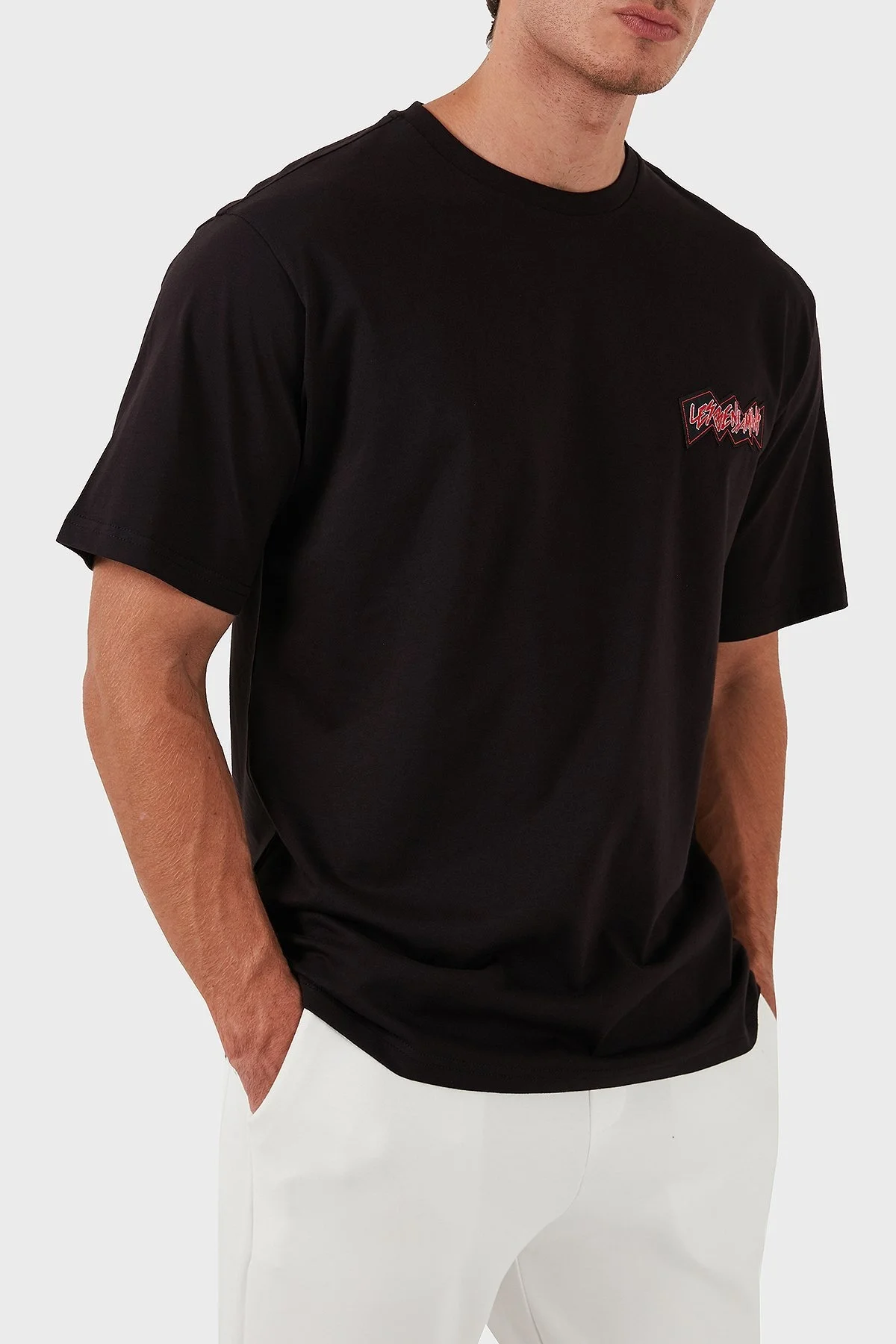 Les Benjamins Pamuklu Logolu Oversize Fit Bisiklet Yaka Erkek T Shirt LB24FWEAPMUTS-039 SİYAH - 4