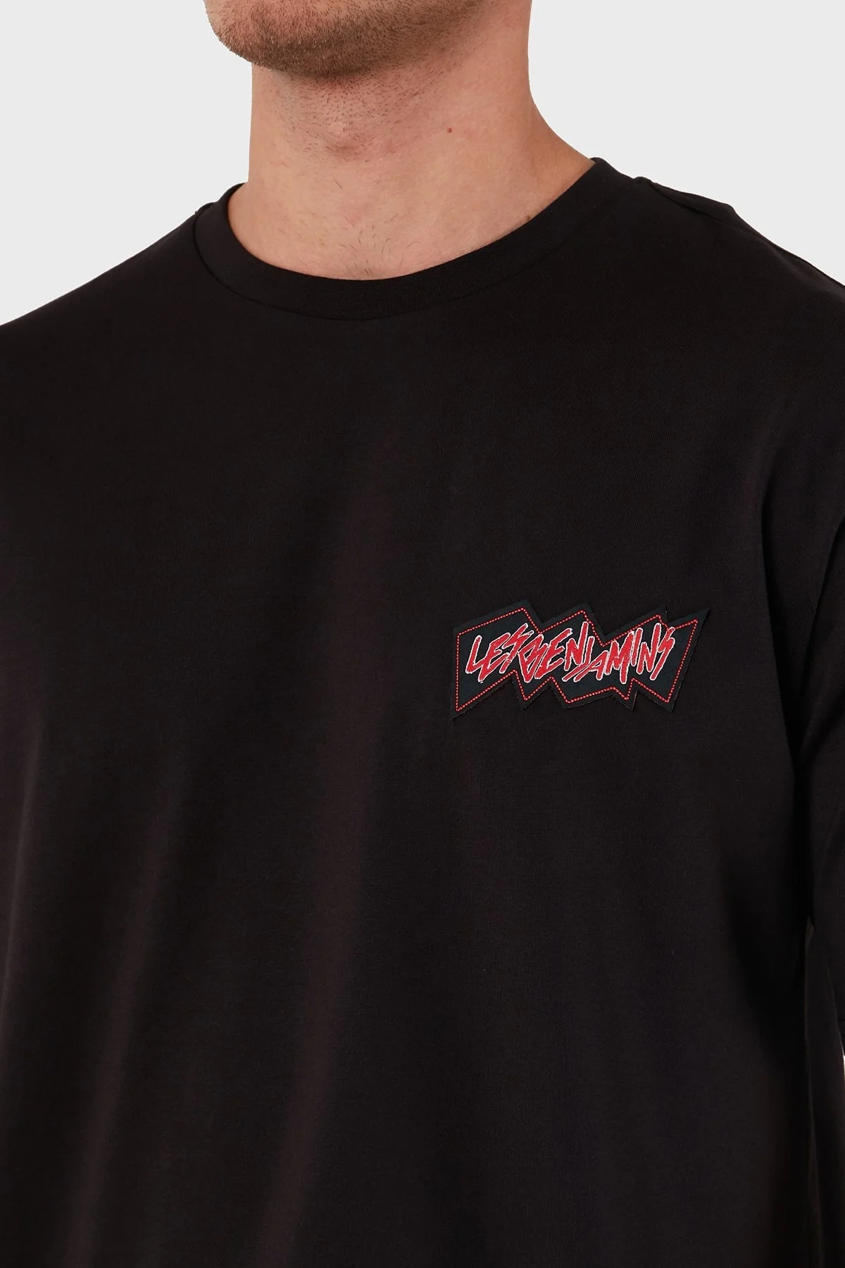 Les Benjamins Pamuklu Logolu Oversize Fit Bisiklet Yaka Erkek T Shirt LB24FWEAPMUTS-039 SİYAH - 5