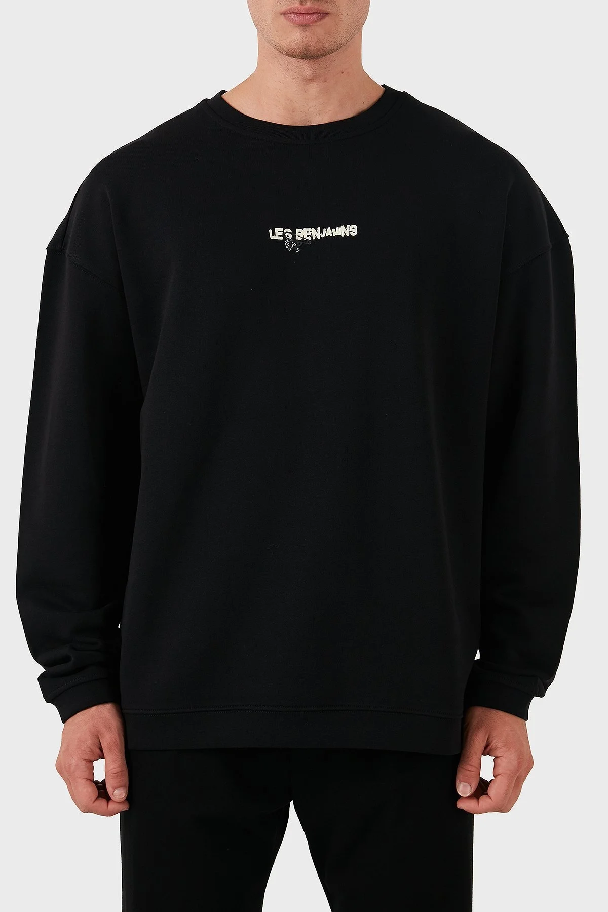 Les Benjamins Pamuklu Logolu Regular Fit Bisiklet Yaka Erkek Sweat LB24FWEAPMUSW-001 SİYAH - 1