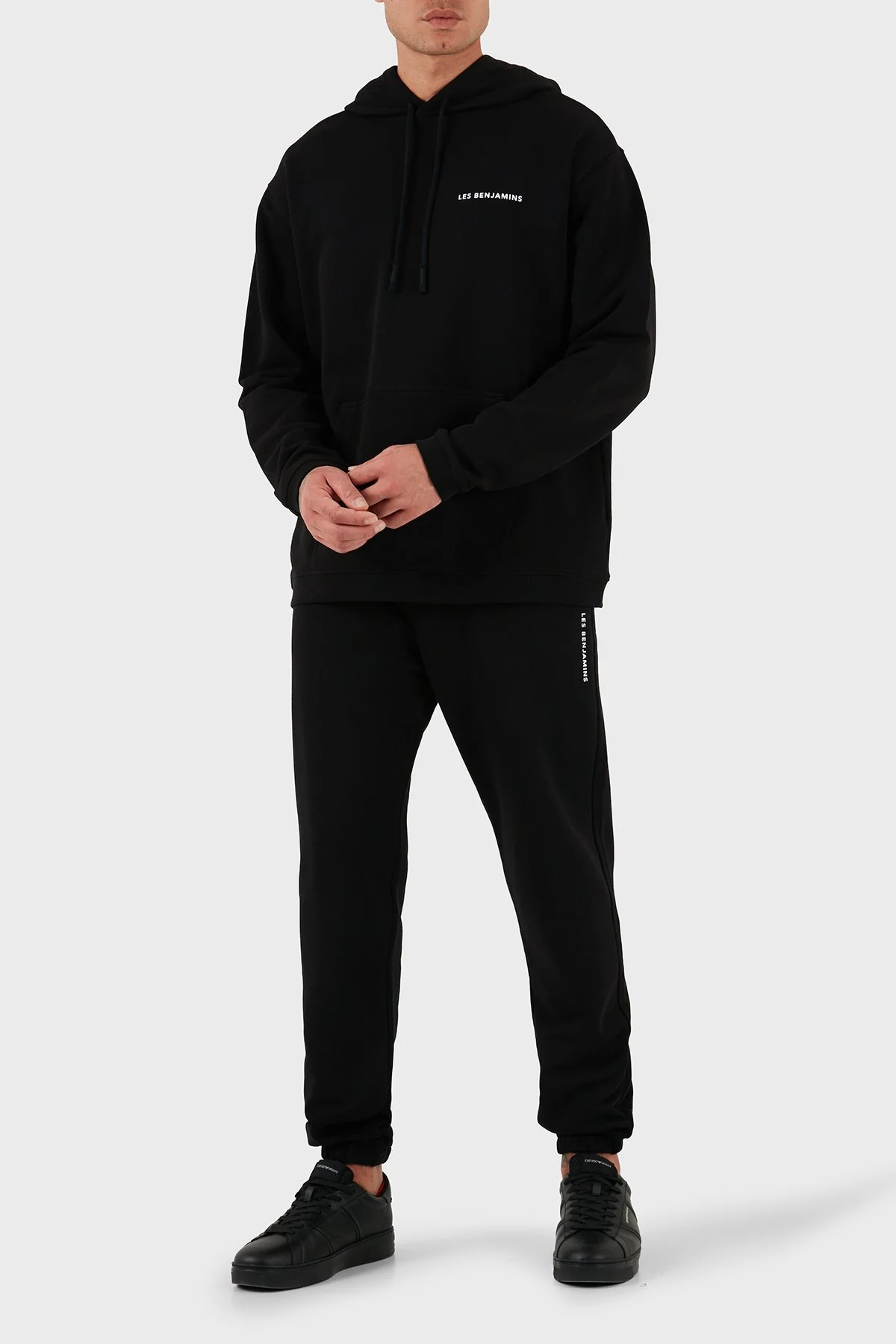 Les Benjamins Pamuklu Logolu Regular Fit Kapüşonlu Erkek Sweat LBNOOSCORMUHD-307 SİYAH - 2