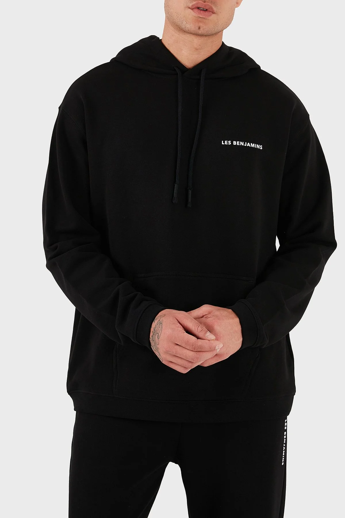 Les Benjamins Pamuklu Logolu Regular Fit Kapüşonlu Erkek Sweat LBNOOSCORMUHD-307 SİYAH - 4