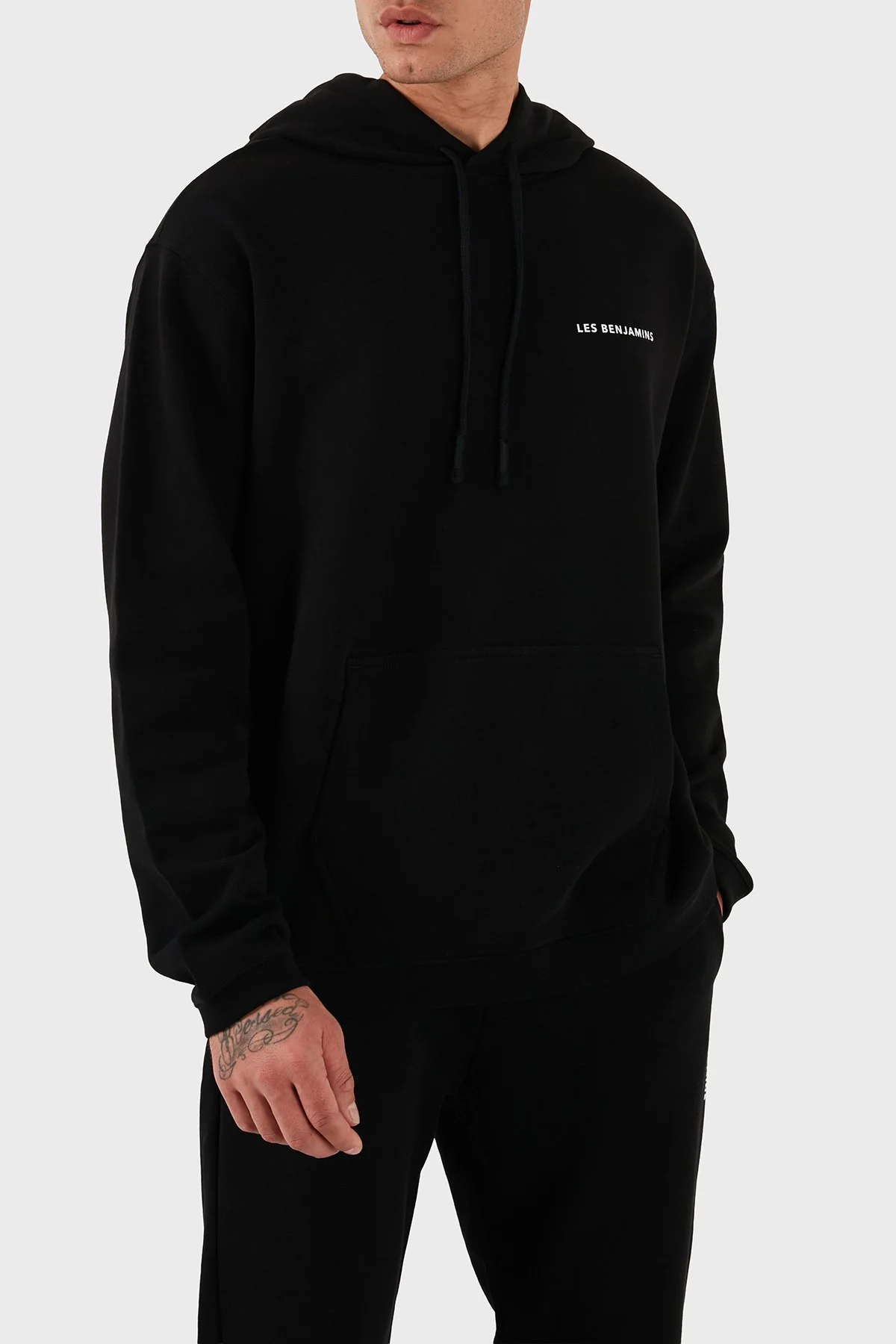 Les Benjamins Pamuklu Logolu Regular Fit Kapüşonlu Erkek Sweat LBNOOSCORMUHD-307 SİYAH - 6