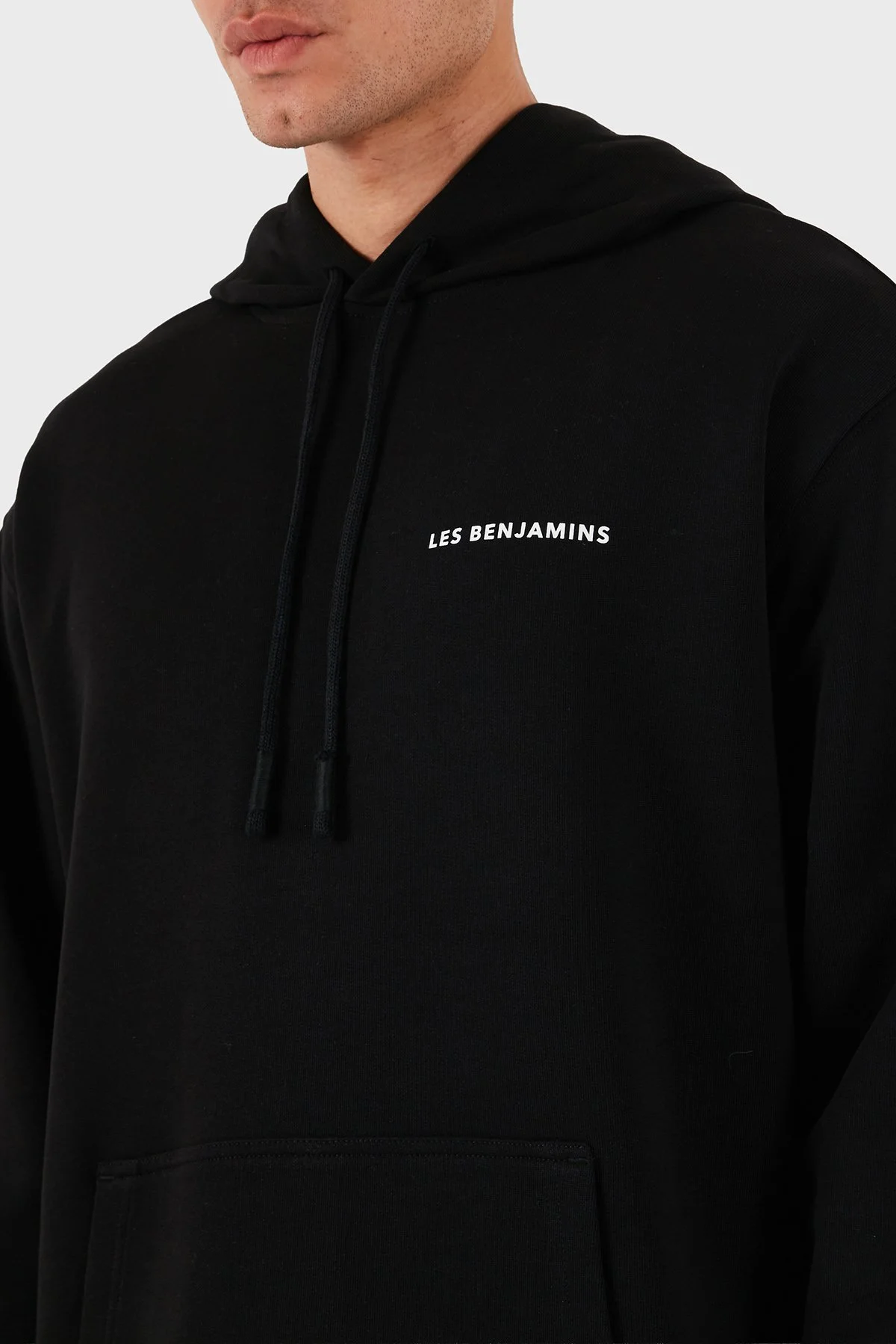 Les Benjamins Pamuklu Logolu Regular Fit Kapüşonlu Erkek Sweat LBNOOSCORMUHD-307 SİYAH - 7