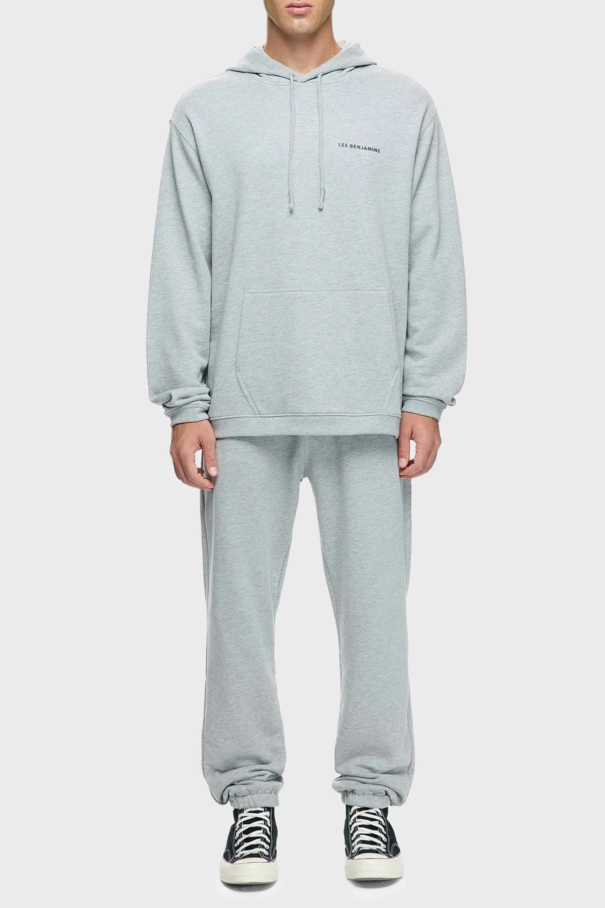 Les Benjamins Pamuklu Logolu Regular Fit Kapüşonlu Erkek Sweat LBNOOSCORMUHD-308 AÇIK GRİ - 2