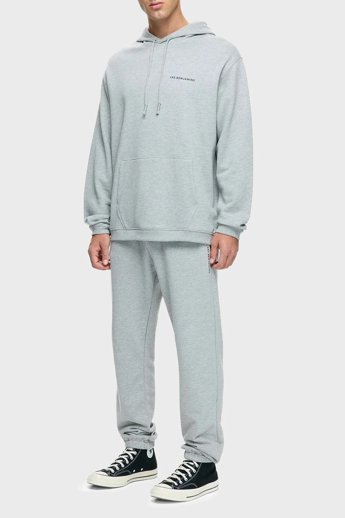 Les Benjamins Pamuklu Logolu Regular Fit Kapüşonlu Erkek Sweat LBNOOSCORMUHD-308 AÇIK GRİ - 4