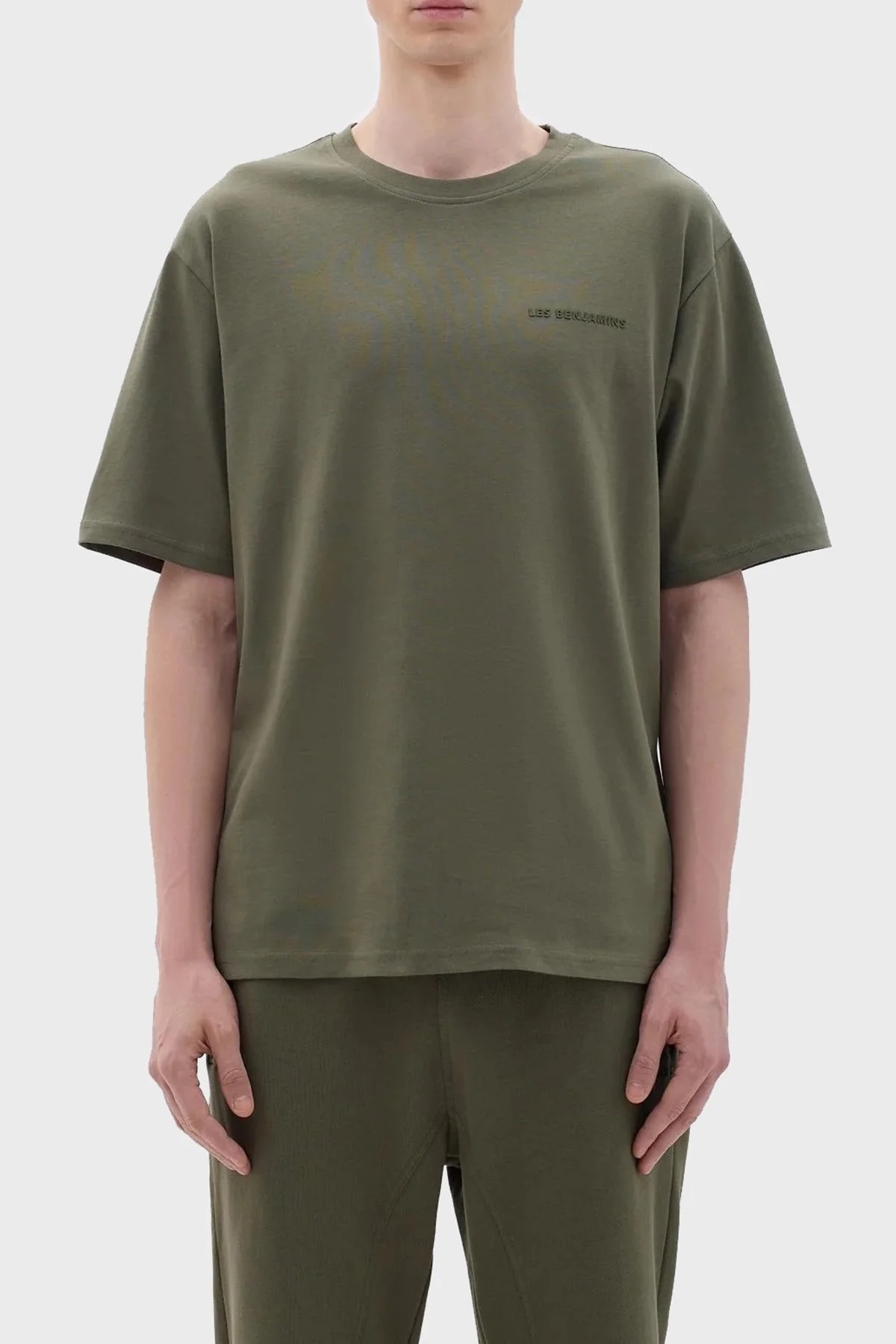 Les Benjamins Pamuklu Oversize Bisiklet Yaka Erkek T Shirt B23FWCLAMUTS-405 YEŞİL - 1