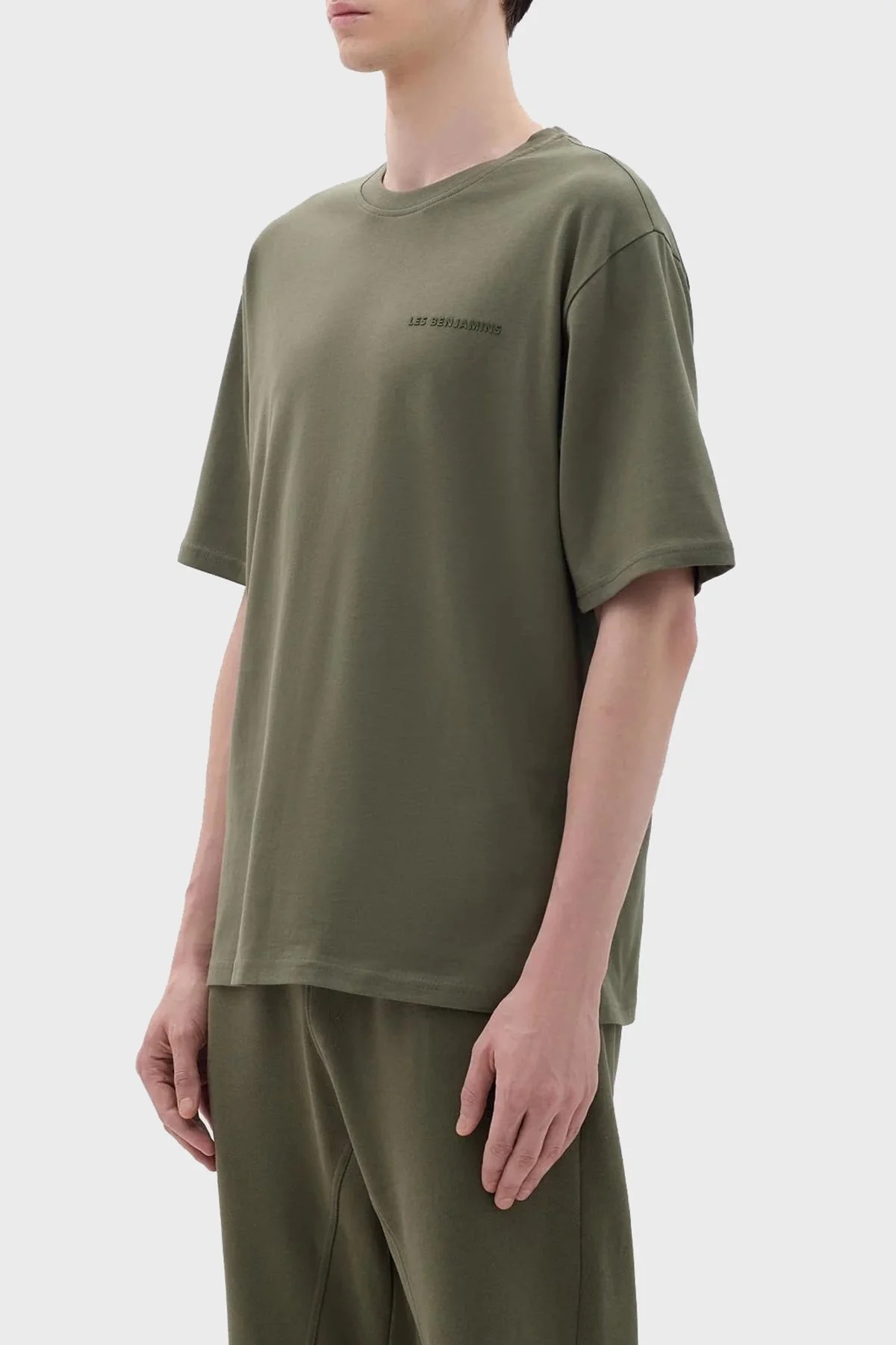 Les Benjamins Pamuklu Oversize Bisiklet Yaka Erkek T Shirt B23FWCLAMUTS-405 YEŞİL - 4