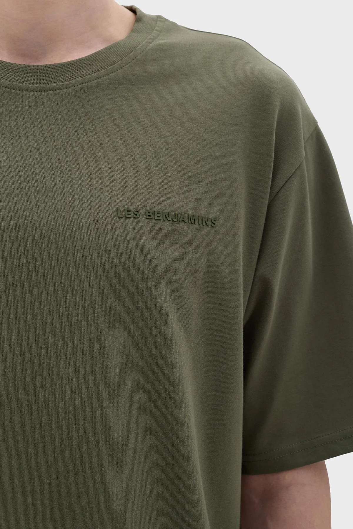 Les Benjamins Pamuklu Oversize Bisiklet Yaka Erkek T Shirt B23FWCLAMUTS-405 YEŞİL - 6