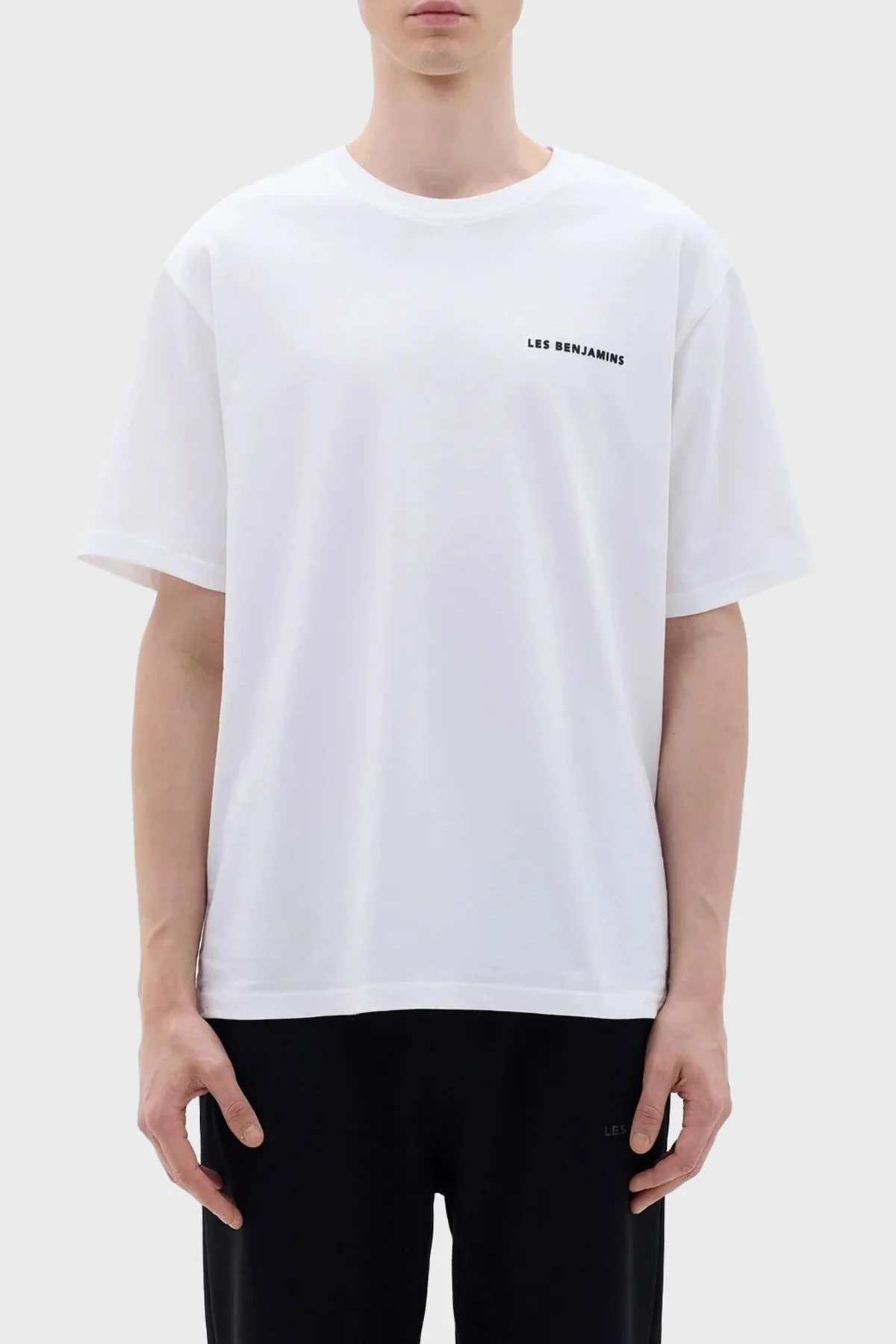 Les Benjamins Pamuklu Oversize Bisiklet Yaka Erkek T Shirt LB23FWCLAMUTS-403 BEYAZ - 1