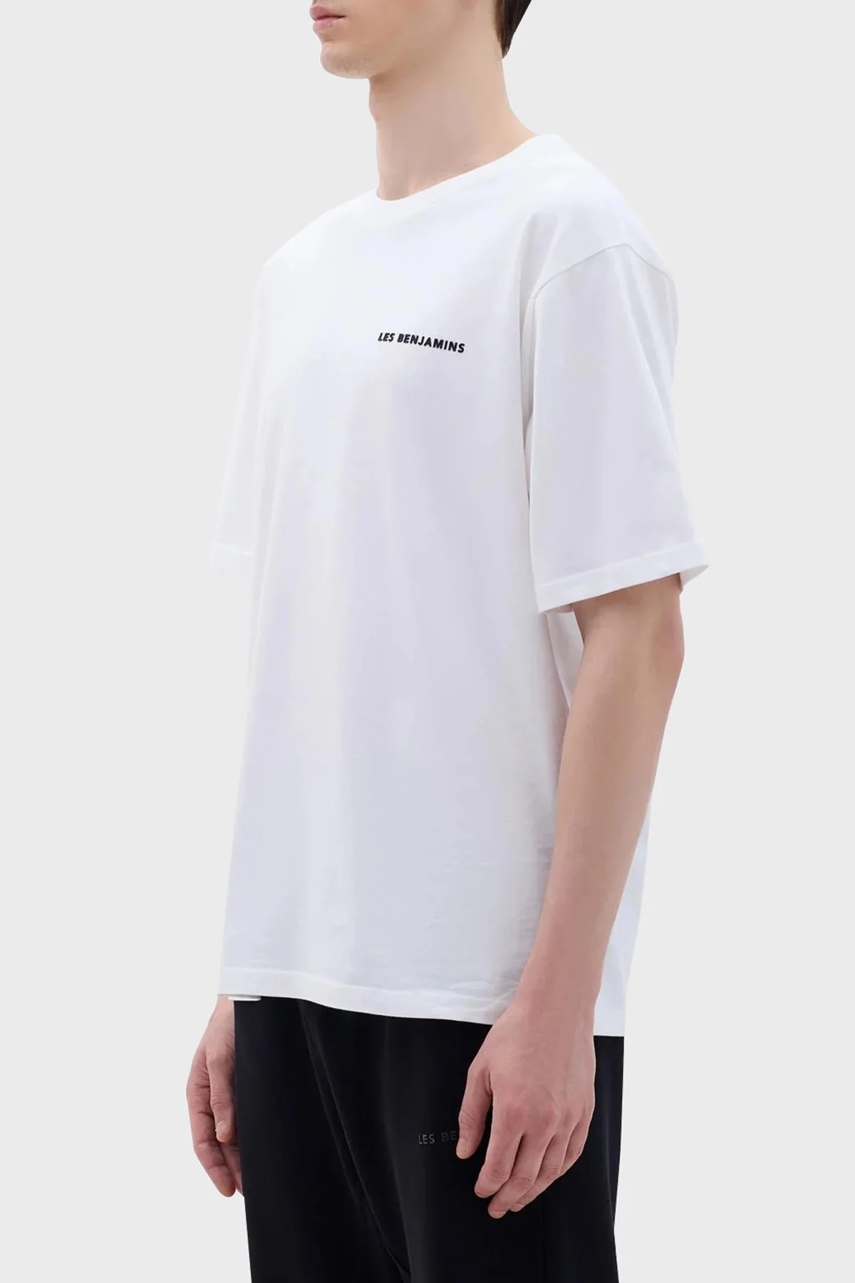 Les Benjamins Pamuklu Oversize Bisiklet Yaka Erkek T Shirt LB23FWCLAMUTS-403 BEYAZ - 4