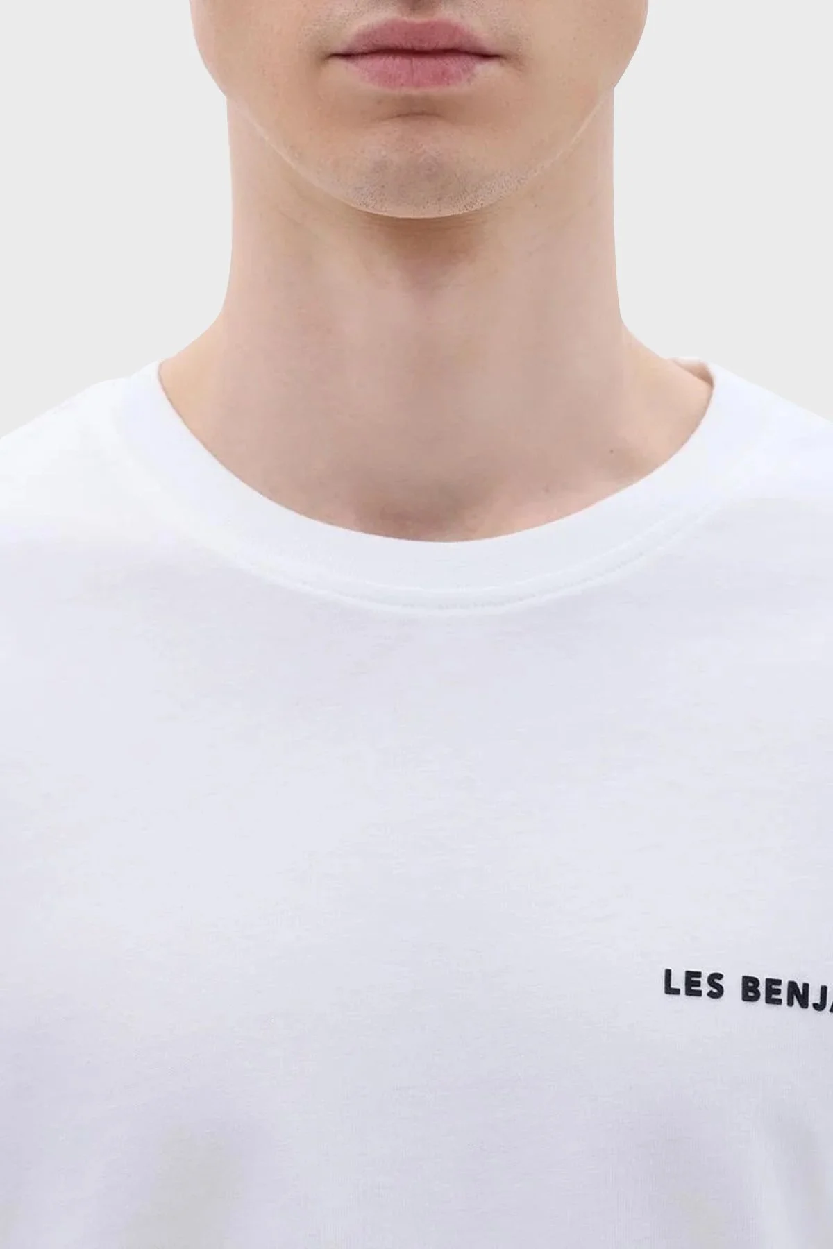 Les Benjamins Pamuklu Oversize Bisiklet Yaka Erkek T Shirt LB23FWCLAMUTS-403 BEYAZ - 5