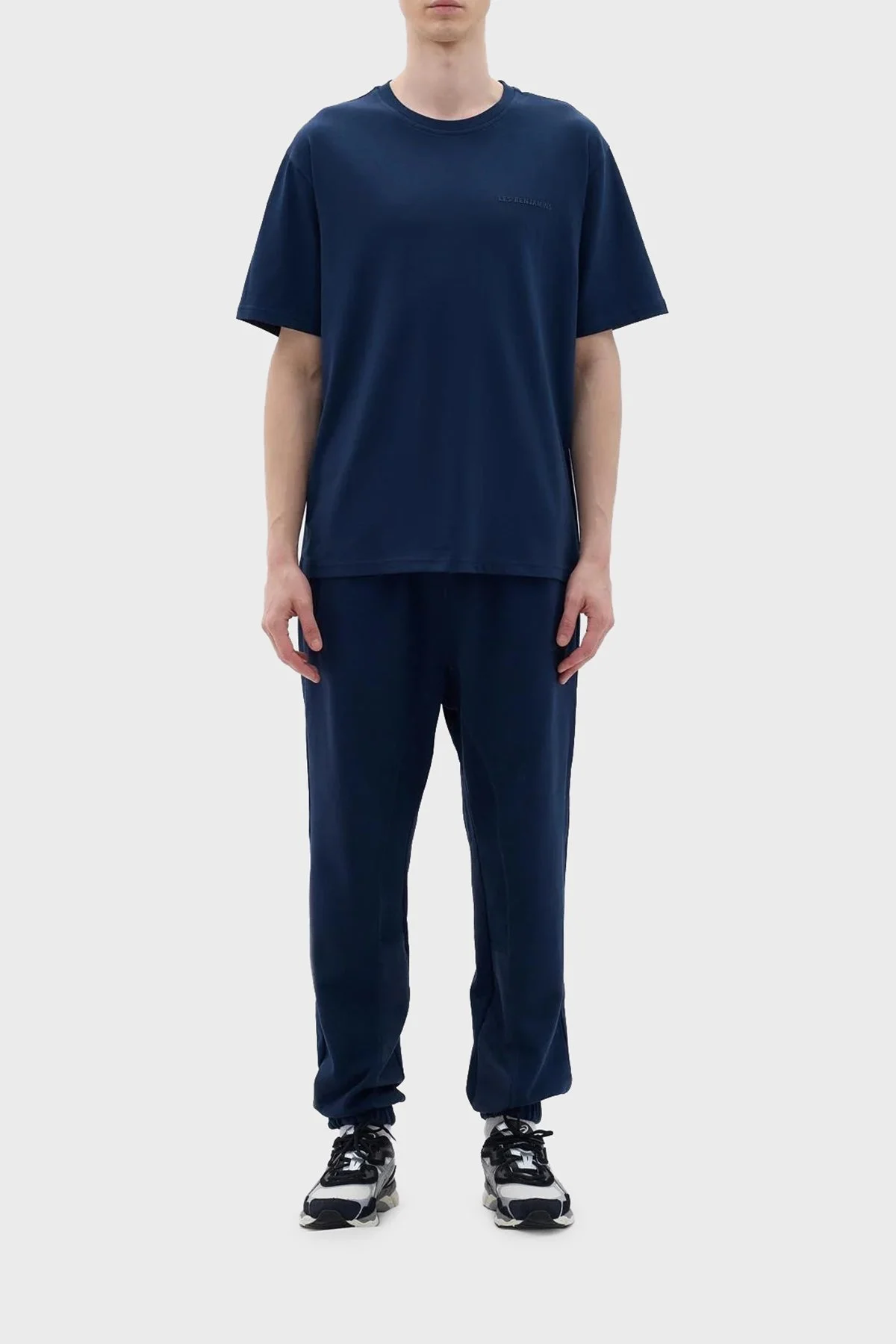 Les Benjamins Pamuklu Oversize Bisiklet Yaka Erkek T Shirt LB23FWCLAMUTS-406 LACİVERT - 2